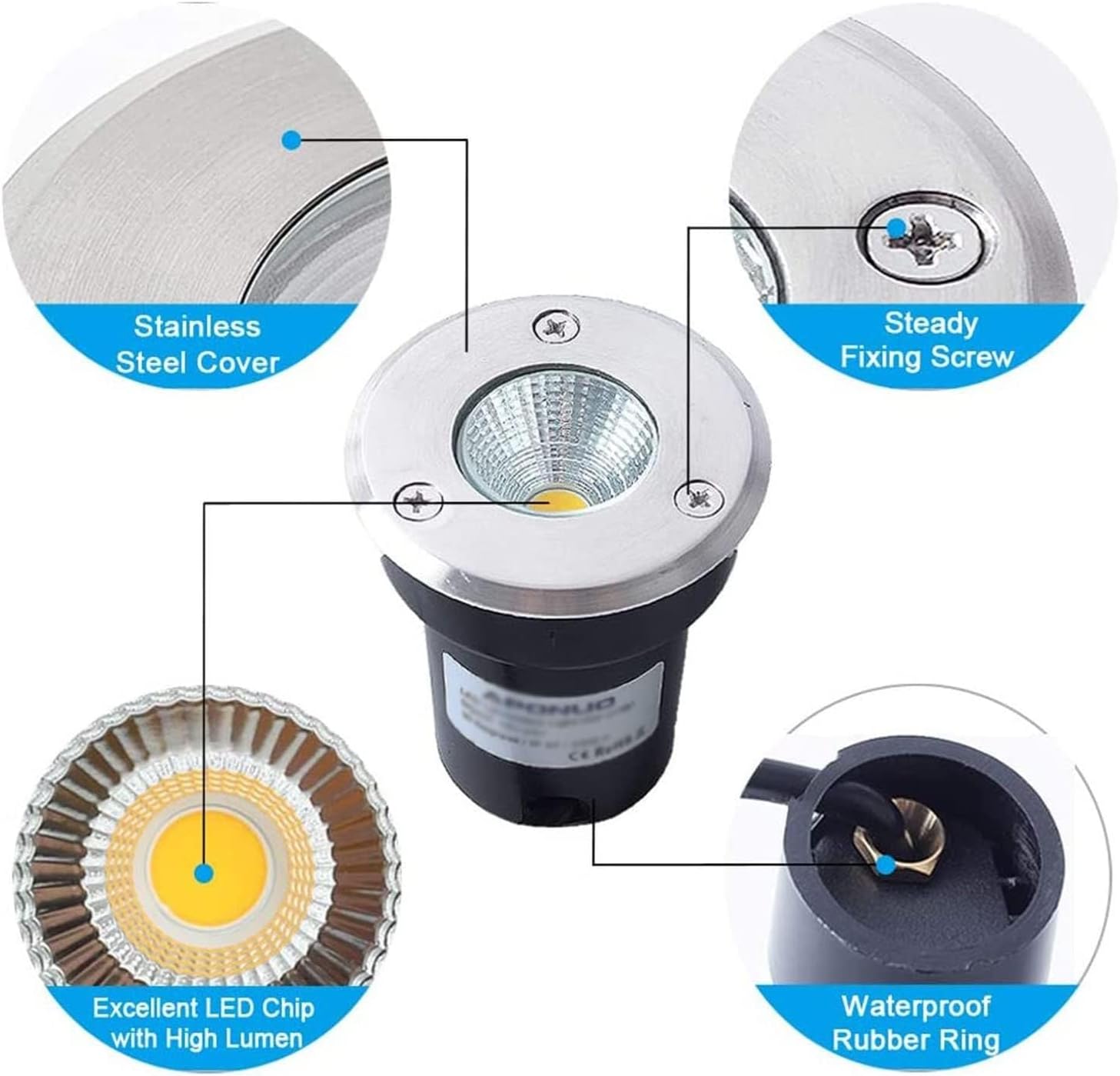 IP67 Wasserdichte Bodeneinbauleuchte, 3 W, RGB-Landschaftsbeleuchtung für Einfahrten, Decks, Terrassen und Stufen, unterirdisches Licht für Innenhof-Dekoration