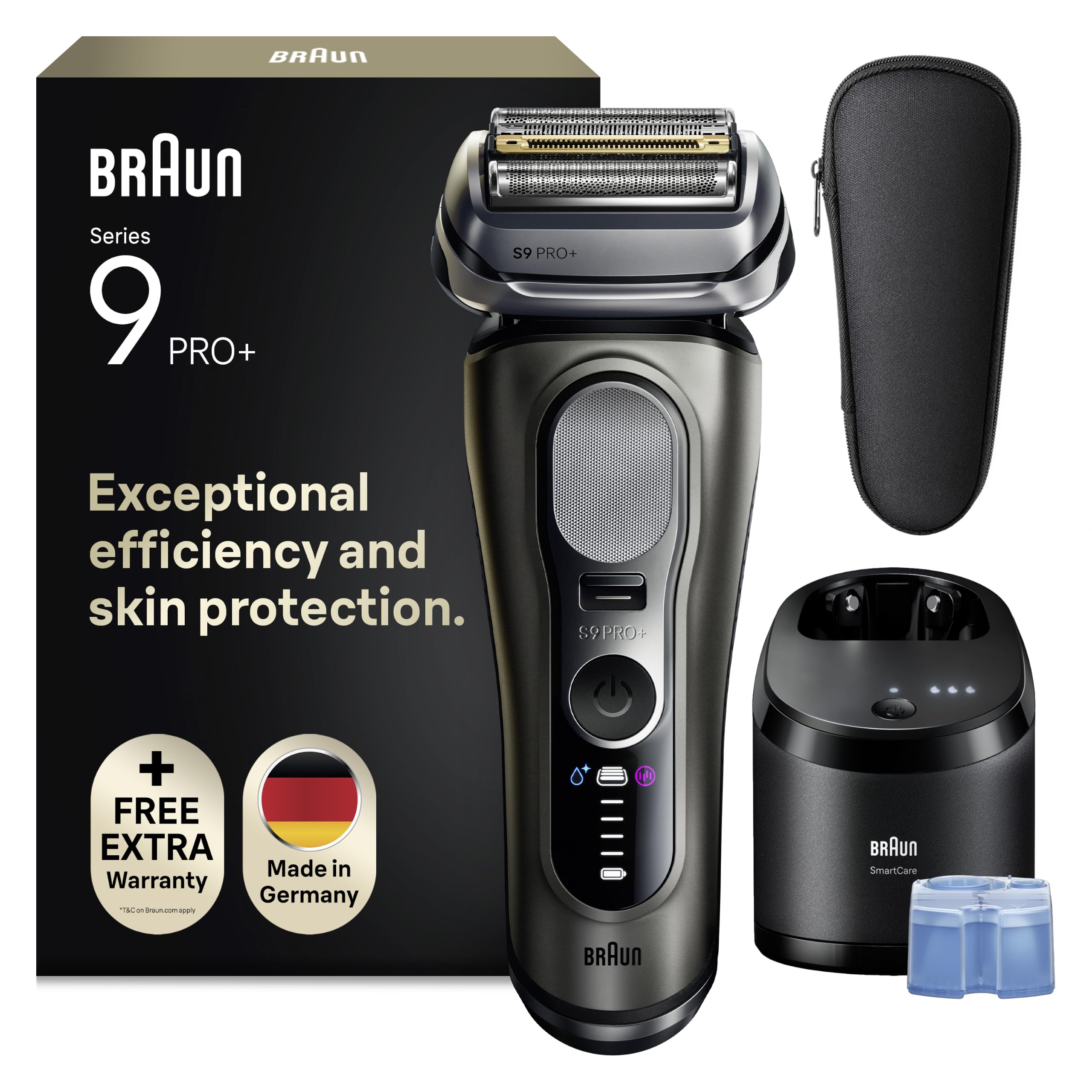 Elektrischer Rasierer Series 9 PRO+ 9665cce für Herren, Graphit, mit 6-in-1 SmartCare Center und Reiseetui
