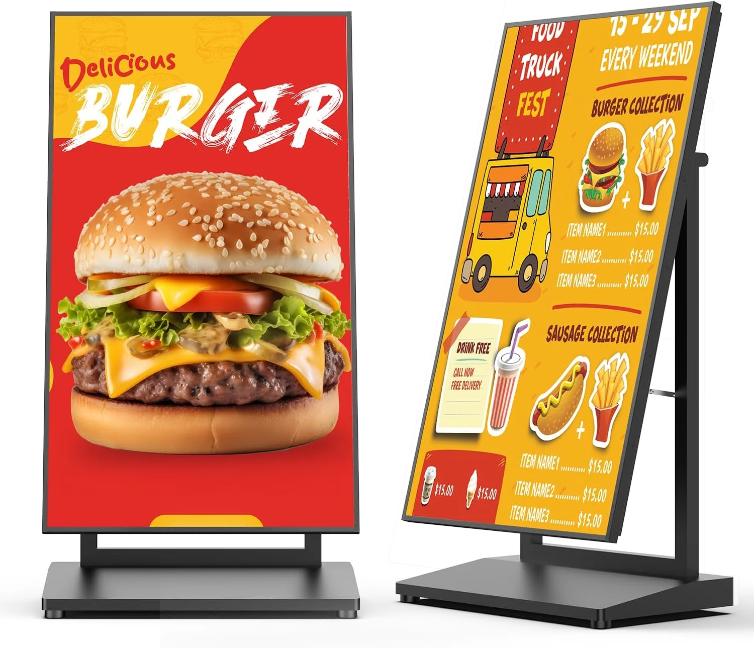 Digital-Signage-Display, Schwarz, Digital Signage Display 43', Indoor Digitaler Kundenstopper A-Aufsteller 800 Nits