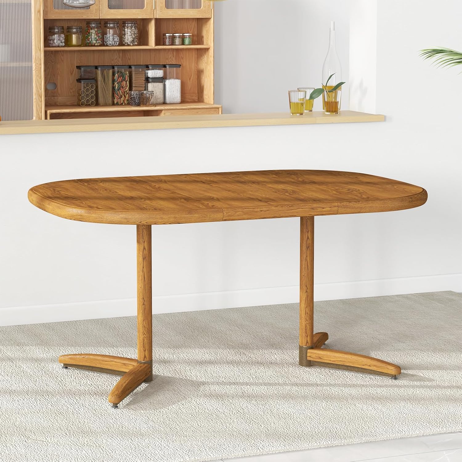 Chromcraft Dining Table for 4 to 6 Person, Extendable Wooden Kitchen Room Dining Table with 18