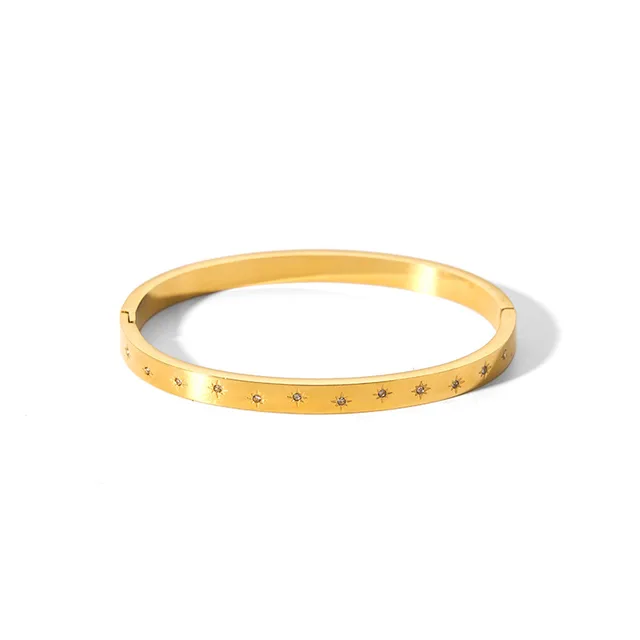 Classic Stainless-Steel Bangle with Engraved Pattern �C Tarnish Resistant Women��s Bracelet