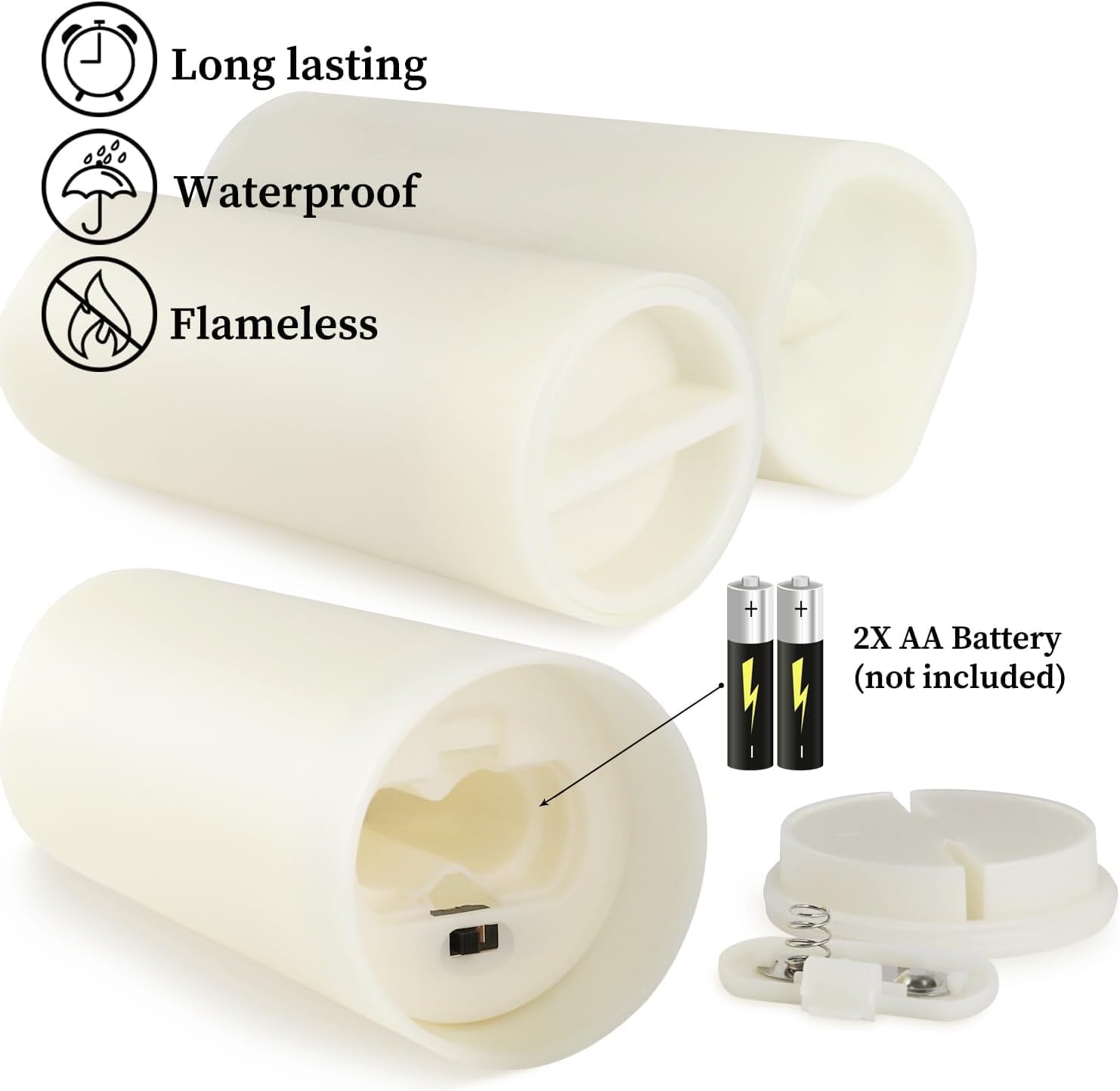 Set mit 72 flammenlosen LED-Batterien, wasserdicht (D5,6 x H 10,2 cm, 12,7 cm, 15,2 cm), mit 10-Tasten-Fernbedienung und 24-Stunden-Timer