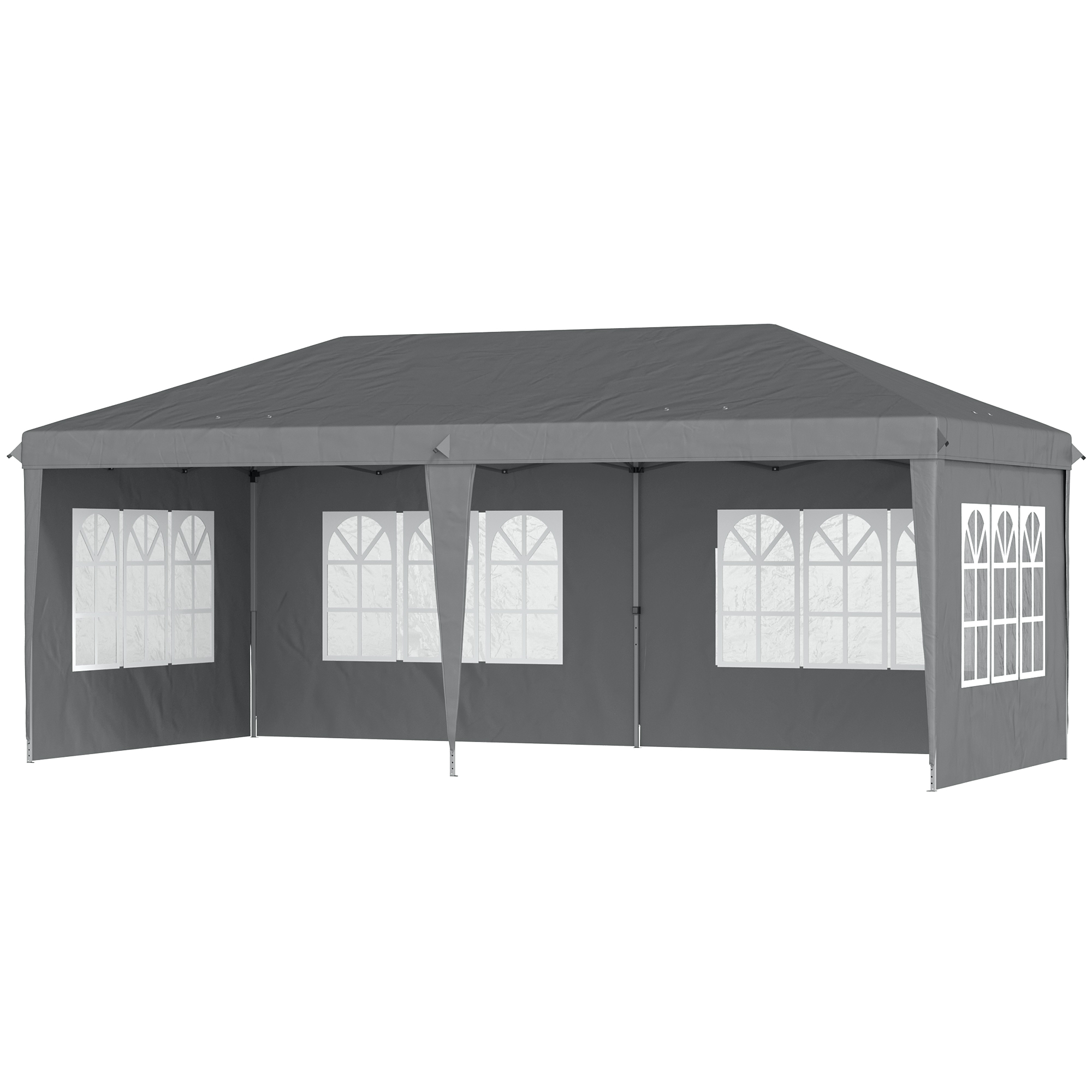 Outsunny Pavillon Pop-Up Faltbar - Empfangszelt - 3 x 6 m 3 abnehmbare Seiten Grau
