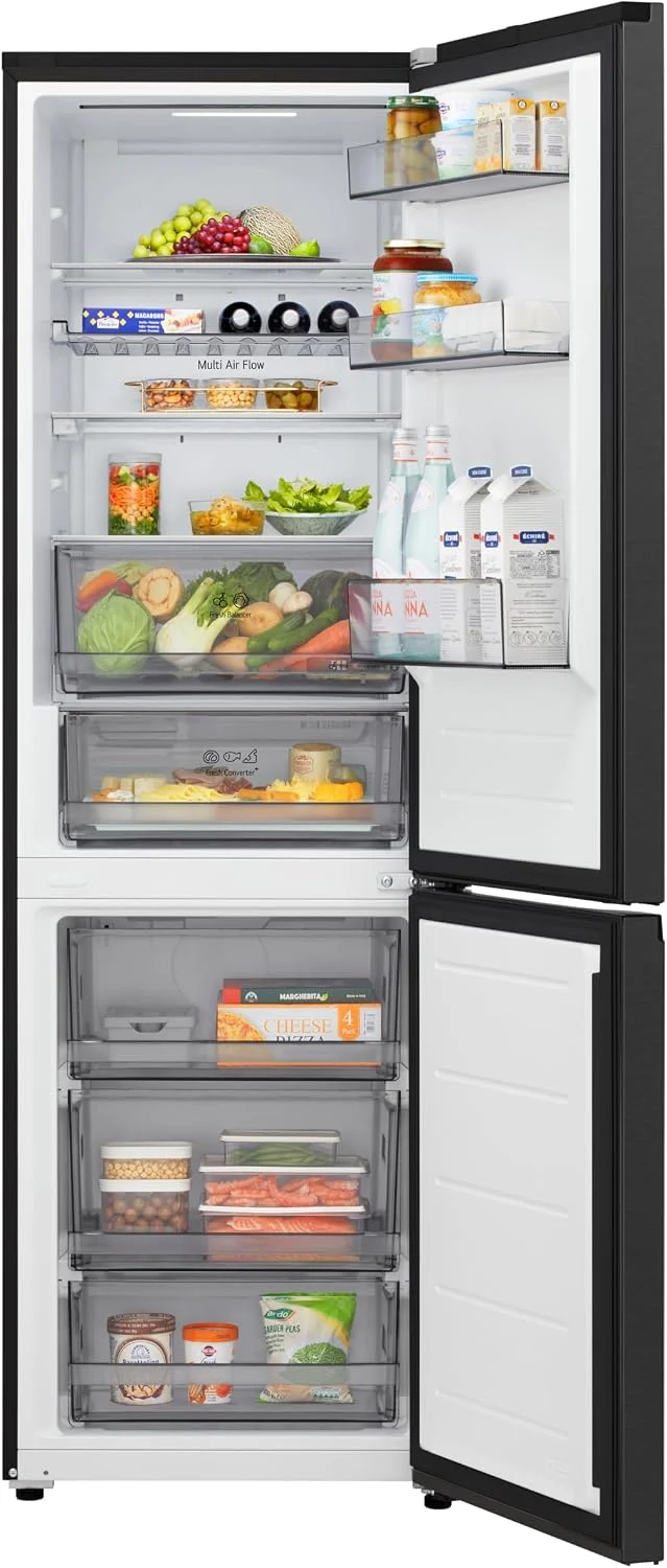 LG Kühl-Gefrierkombination, 186 cm, 33 dB, 333 L, Schwarz/Weiß, Electronics GBBS312BEV Kühl-Gefrier-Kombination, leise