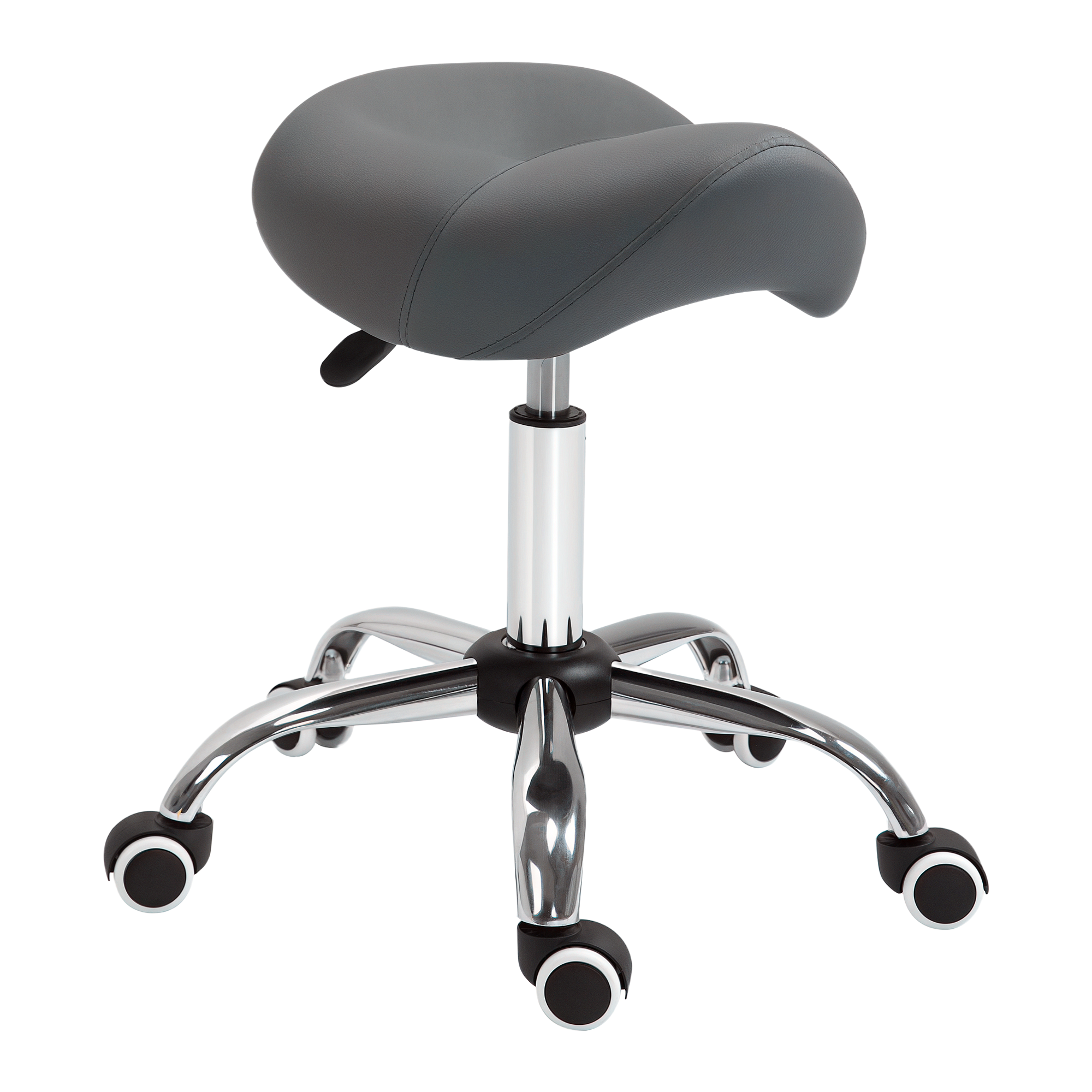 HOMCOM Rollhocker, sattelförmiger Sitz, höhenverstellbar, um 360° drehbar, Kunstleder, dunkelgrau, 53 x 52 x 49-61 cm