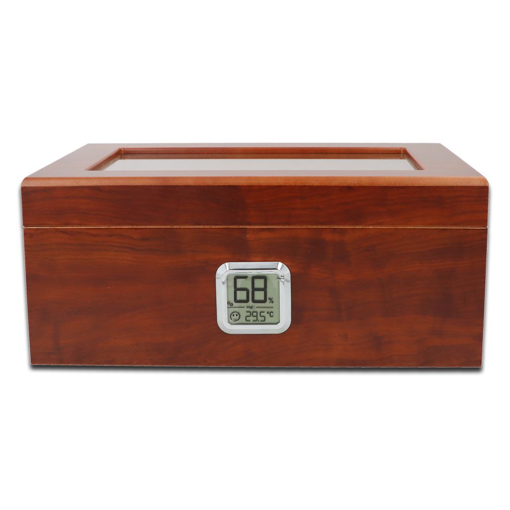 Humidor Großer Zigarren Gastro Humidor, Sichtfenster, Digitales Hygrometer