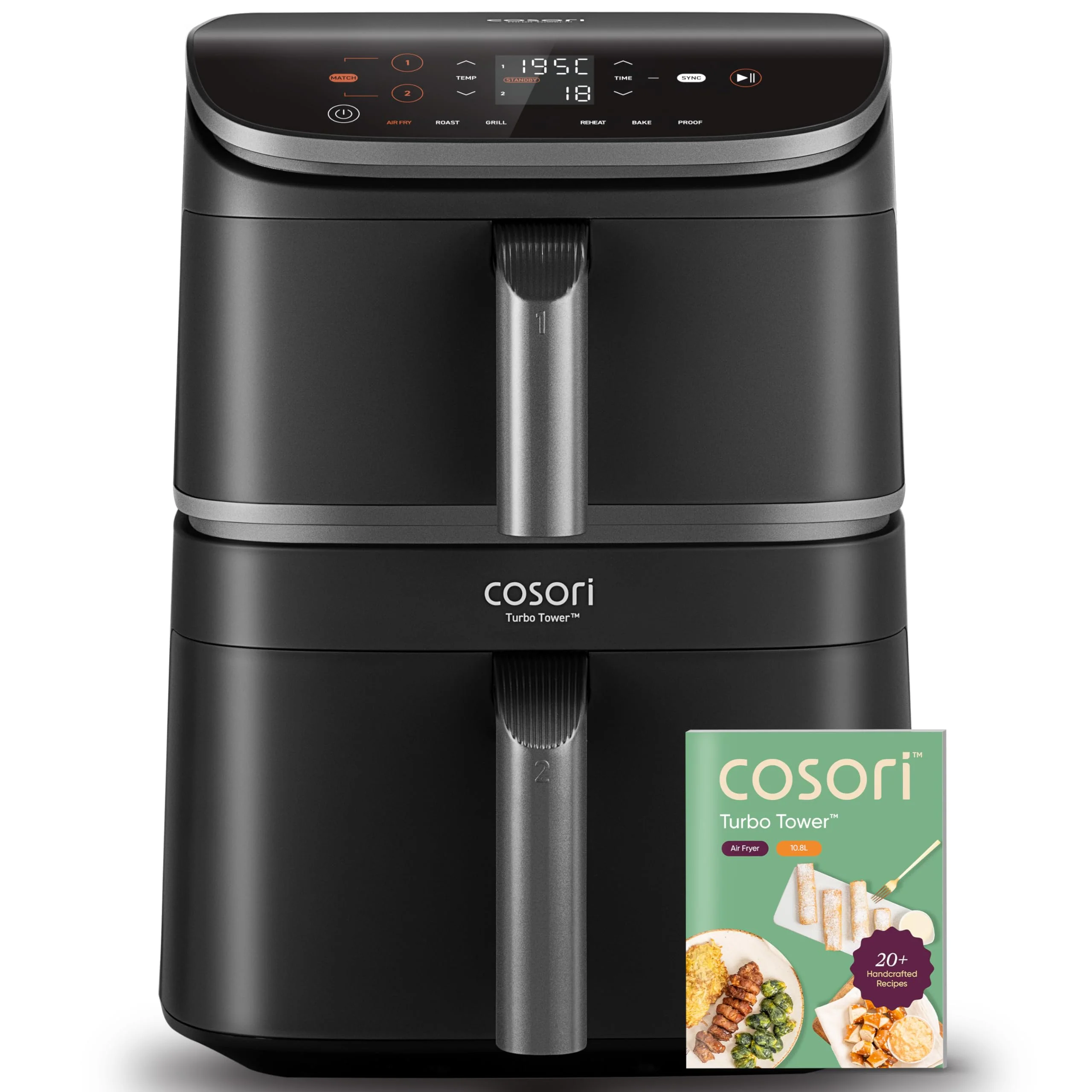COSORI Heißluftfritteuse 2 Kammern, Airfryer Testsieger der Stiftung Warentest, 6-in-1 Dual Zone Air fryer 8,5 L, Heissluftfritteuse Doppelkammer mit Sichtfenster, energiesparend