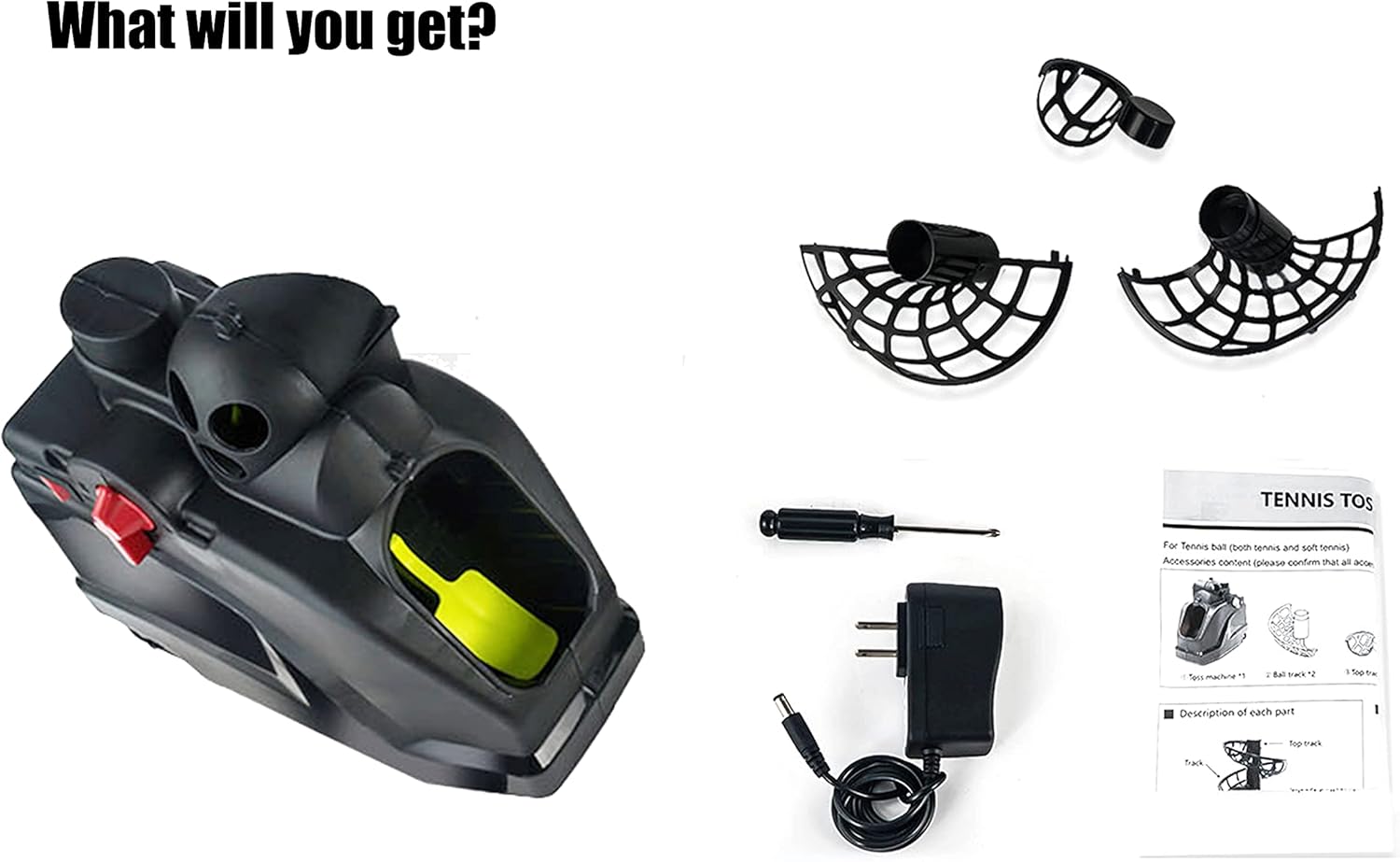 Tennis Ballmaschinen (maximal10 Bälle) Automatische Tennisbälle Trainer für Selbsttraining,Anfänger/Zuhause/Gericht/Garage/Büro,AC&Batterie&USB-Kabel