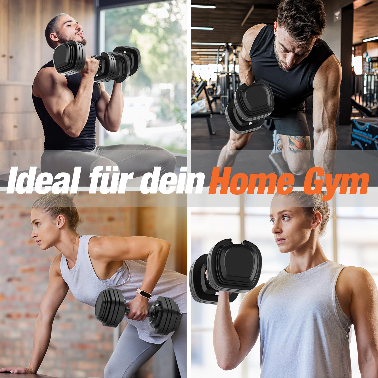 Verstellbares Hantelset 25 kg mit 18 Gewichtsstufen von 2,5 bis 25 kg Gusseisen Kurzhantel mit Anti-Rutsch-Griff
