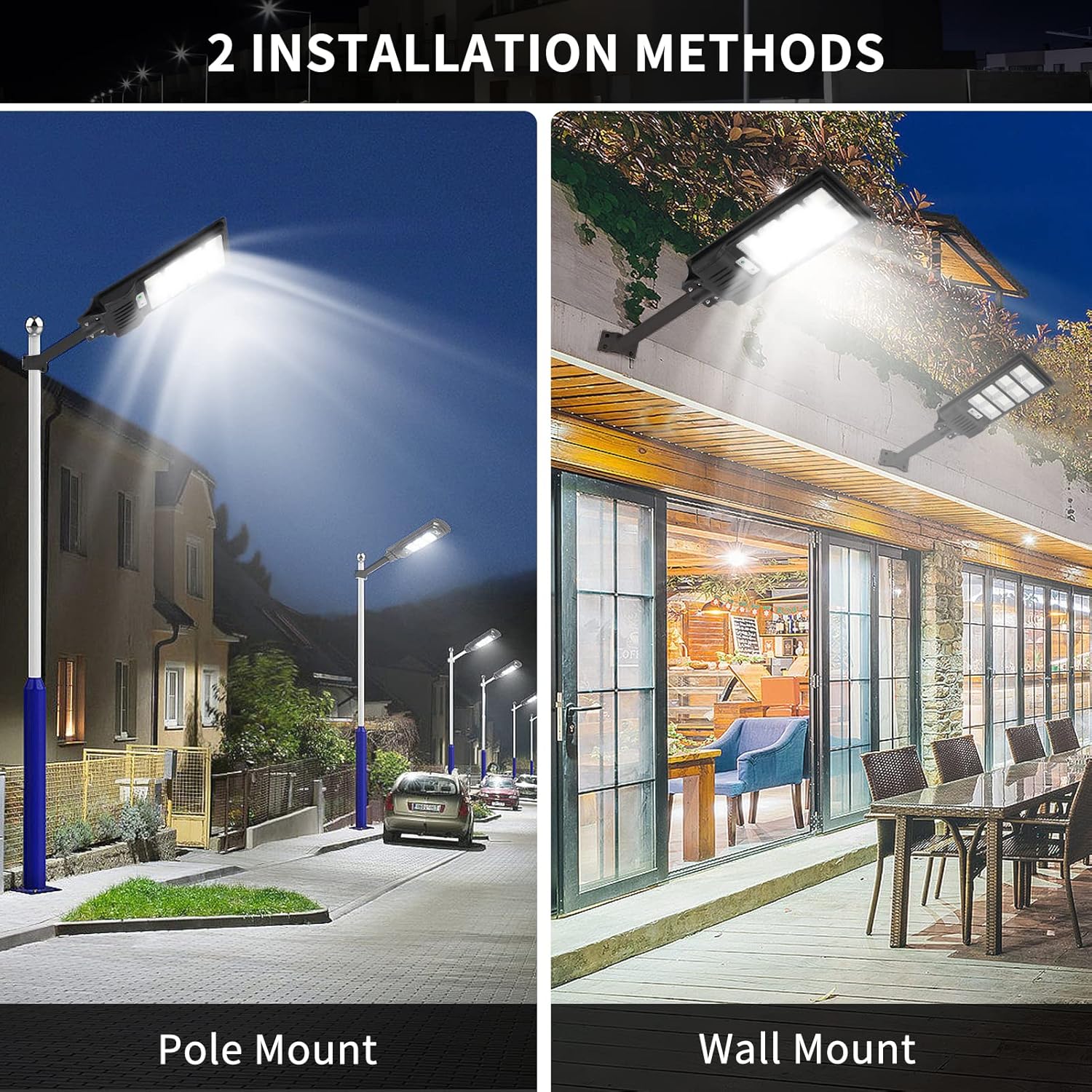 Viugreum 6 PACK 400W LED Solar Straßenlaterne mit Fernbedienung 720 LED 6500K Straßenlampe Wandleuchte mit Bewegungsmelder Sensor IP65 Wasserdicht Außen Straßenleuchte Wegeleuchte Freien