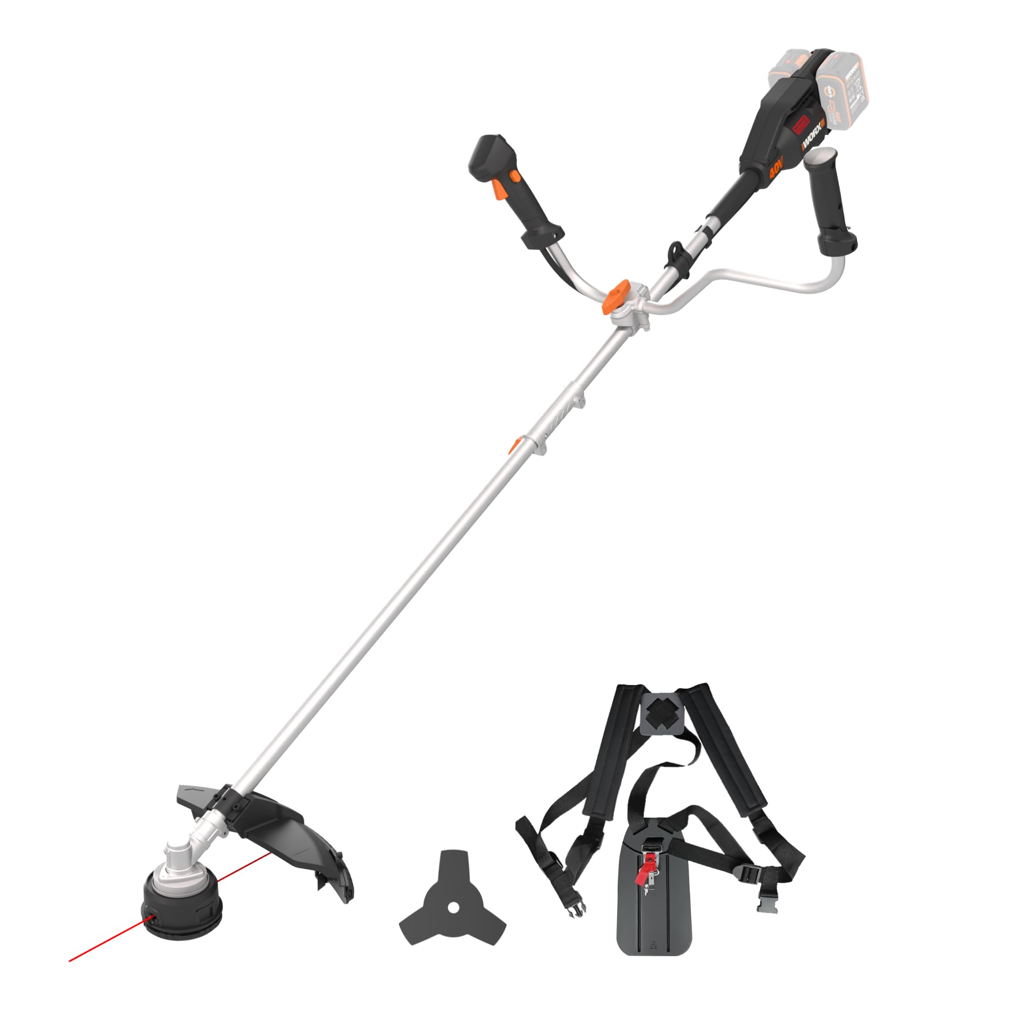 Akku-Sense 40V WG084E.9 mit bürstenlosem Motor und 38 cm Schnittbreite, ohne Akku und Ladegerät