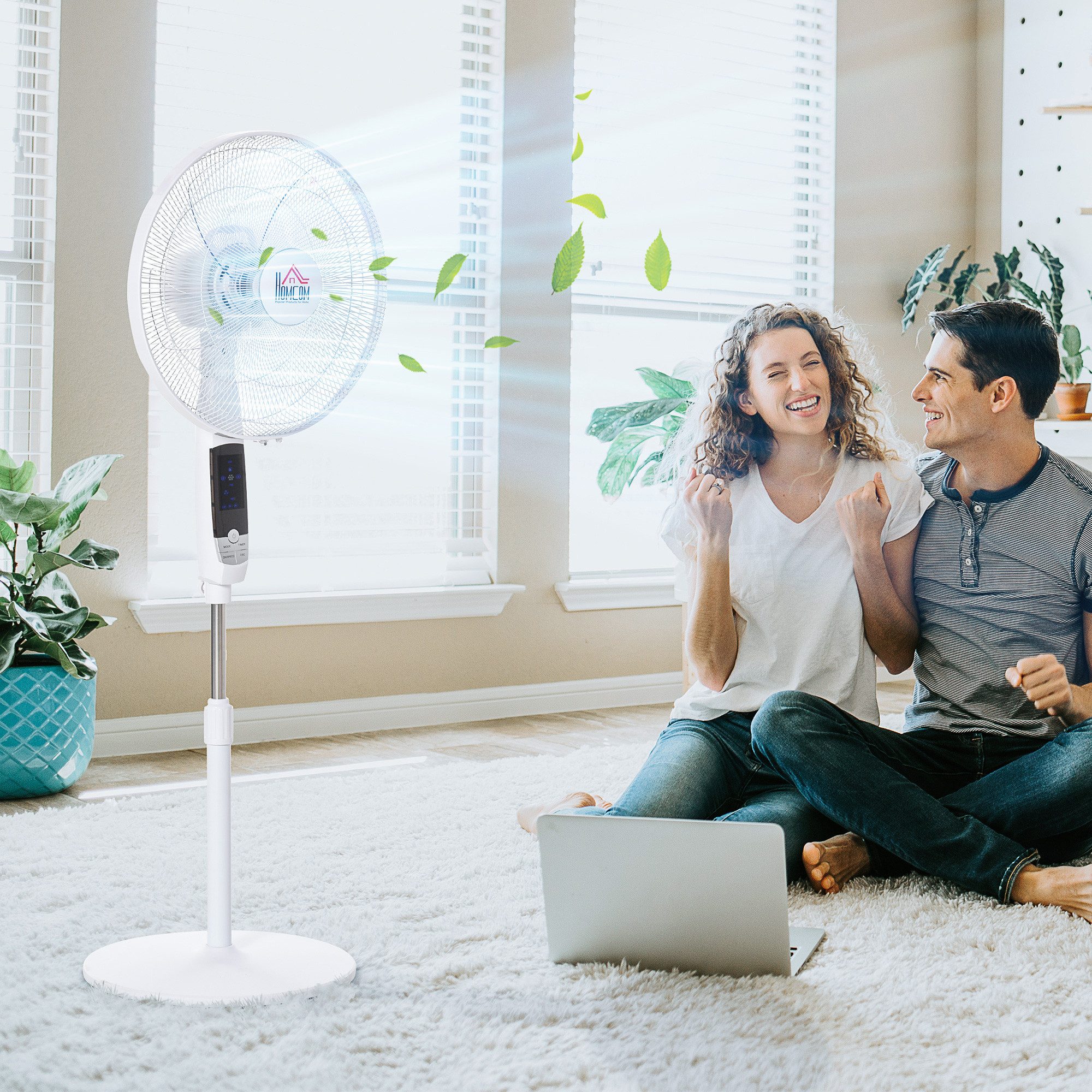 Standventilator Ventilator mit 5h Timer, Fernbedienung, höhenverstellbarer Lüfter