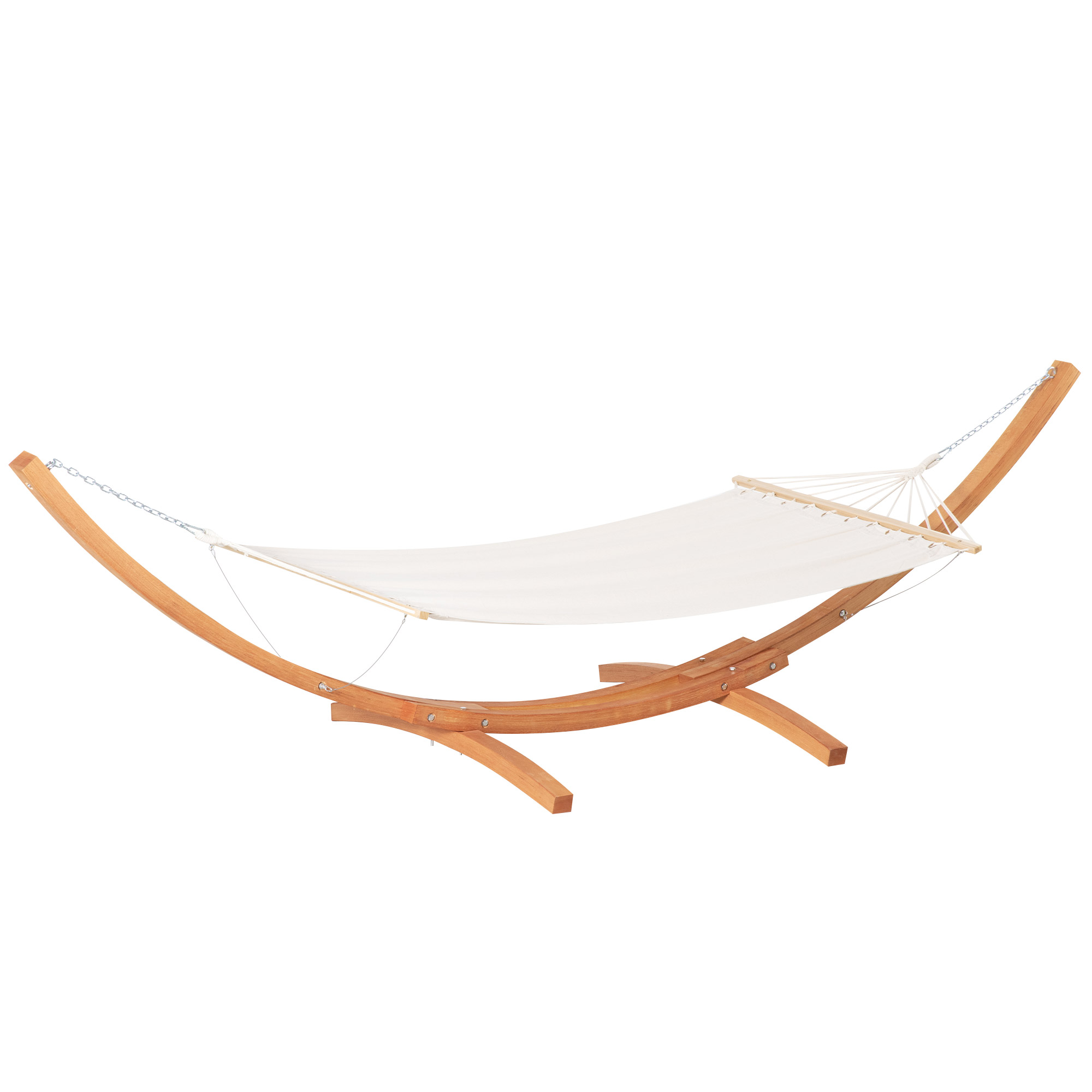 Outsunny Gartenhängematte mit Holzgestell Hängematte auf Ständer 1 Person 3,92 m L x 1,2 m B x 1,1 m H Farbe Creme Braun