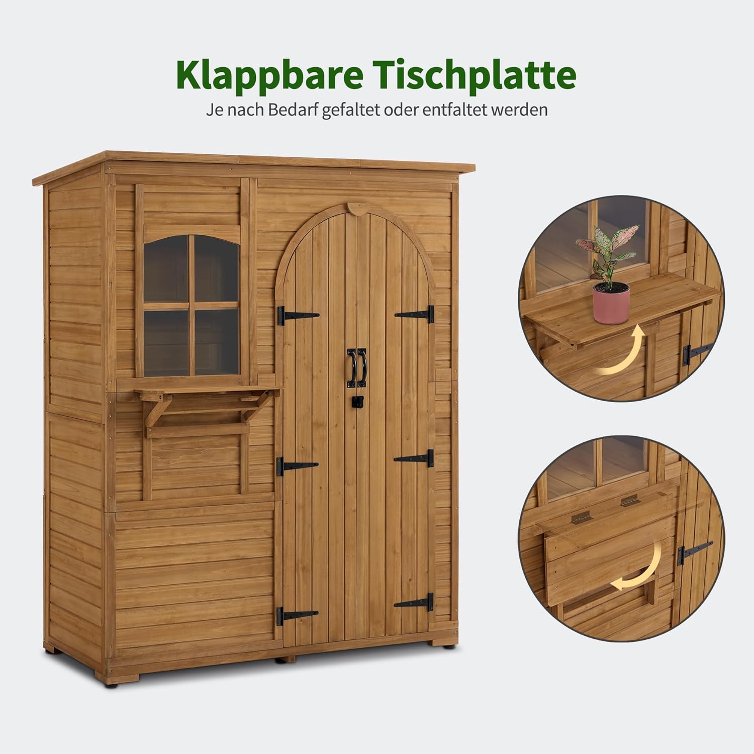 M MCombo casetta da giardino casetta per attrezzi in legno resistente alle intemperie, casetta da giardino da esterno impermeabile walk-in, per area esterna balcone terrazza 73×144×185 cm (natura)