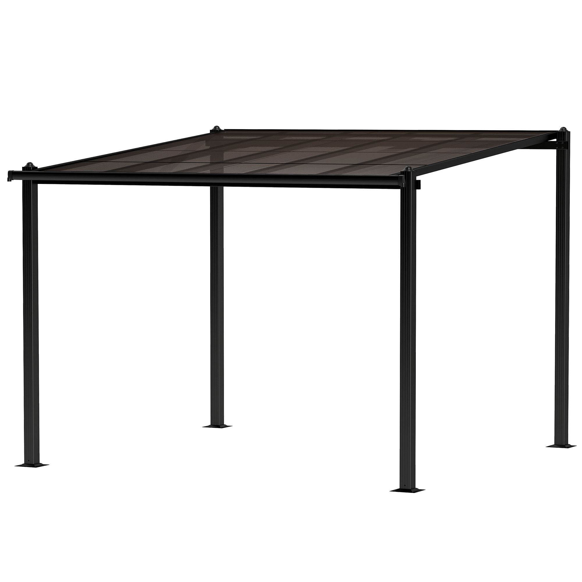 Outsunny Garten Pergola im Freien aus Aluminium 3 x 3 m mit wasserdichtem Polycarbonat-Dach und Abwassersystem, dunkelgrau