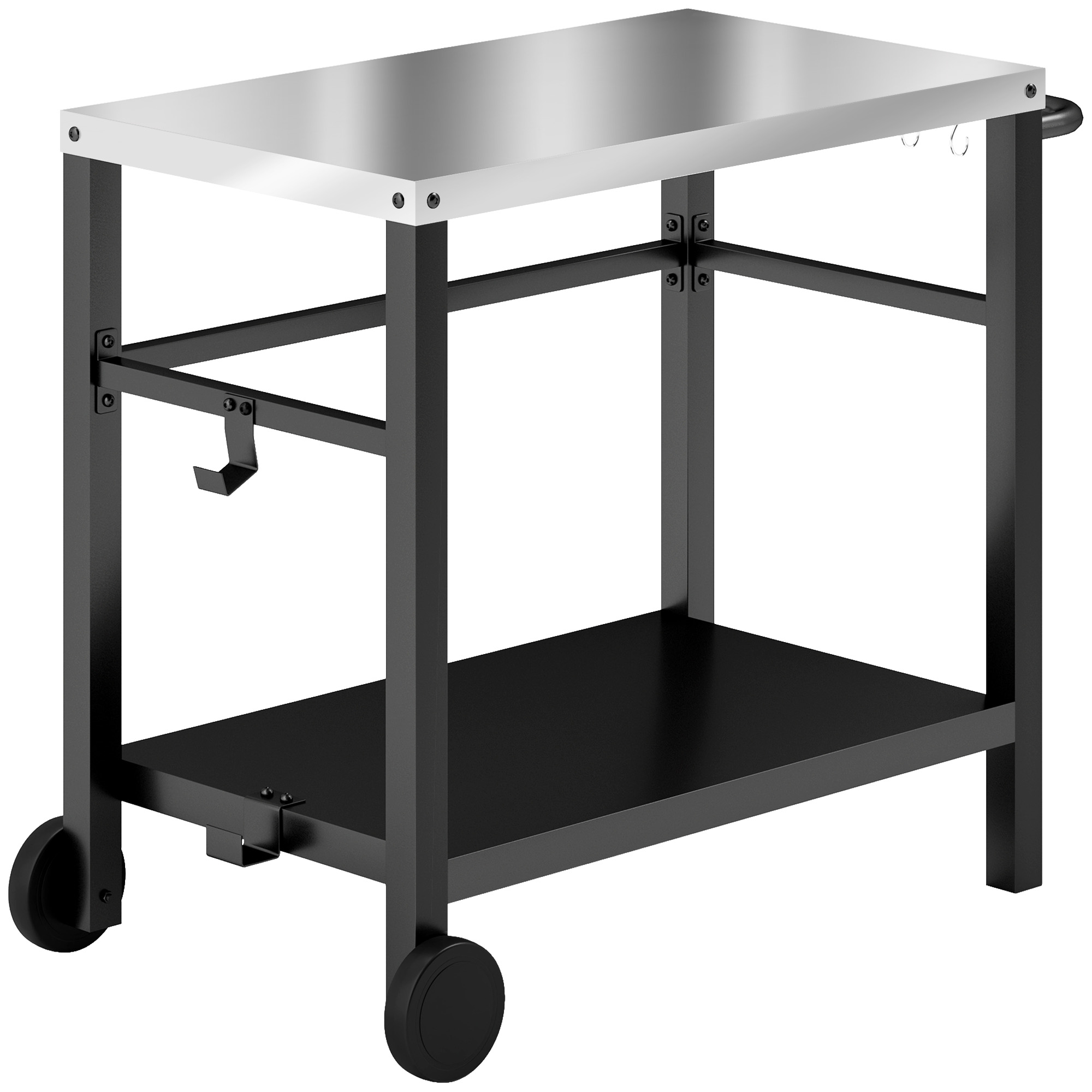 Outsunny Outdoor Plancha-Trolley mit Arbeitsplatte, Grillwagen mit Regal, Haken 102x50x81cm, dunkelgrau