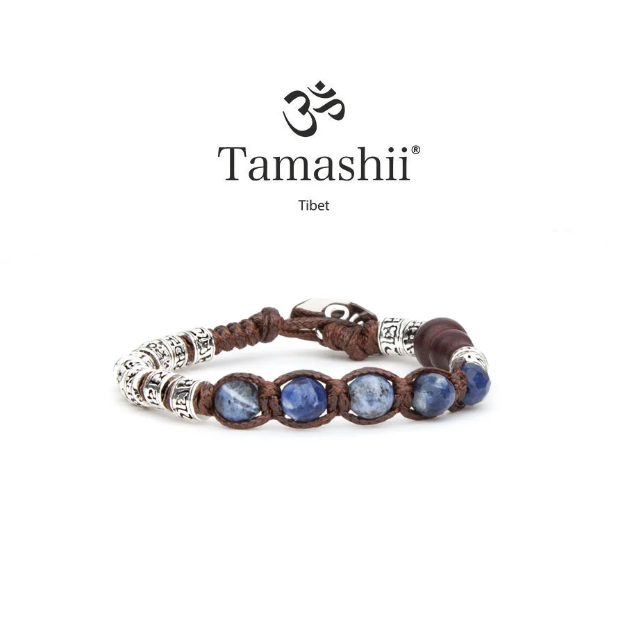 Bracciale Tamashii barilotti in argento e sodalite sfaccettata BHS924-S4-51