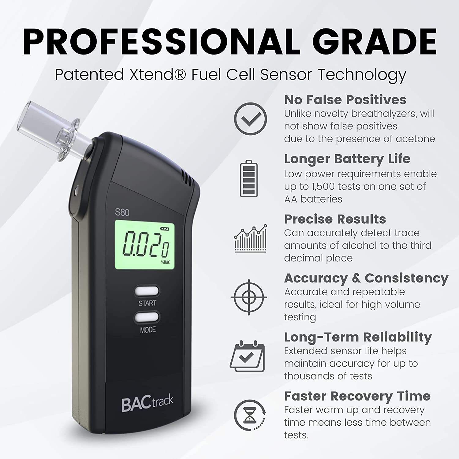 BACtrack S80 Alcoholímetro | Probador Portátil de Alcohol en el Aliento para Uso Personal y Profesional