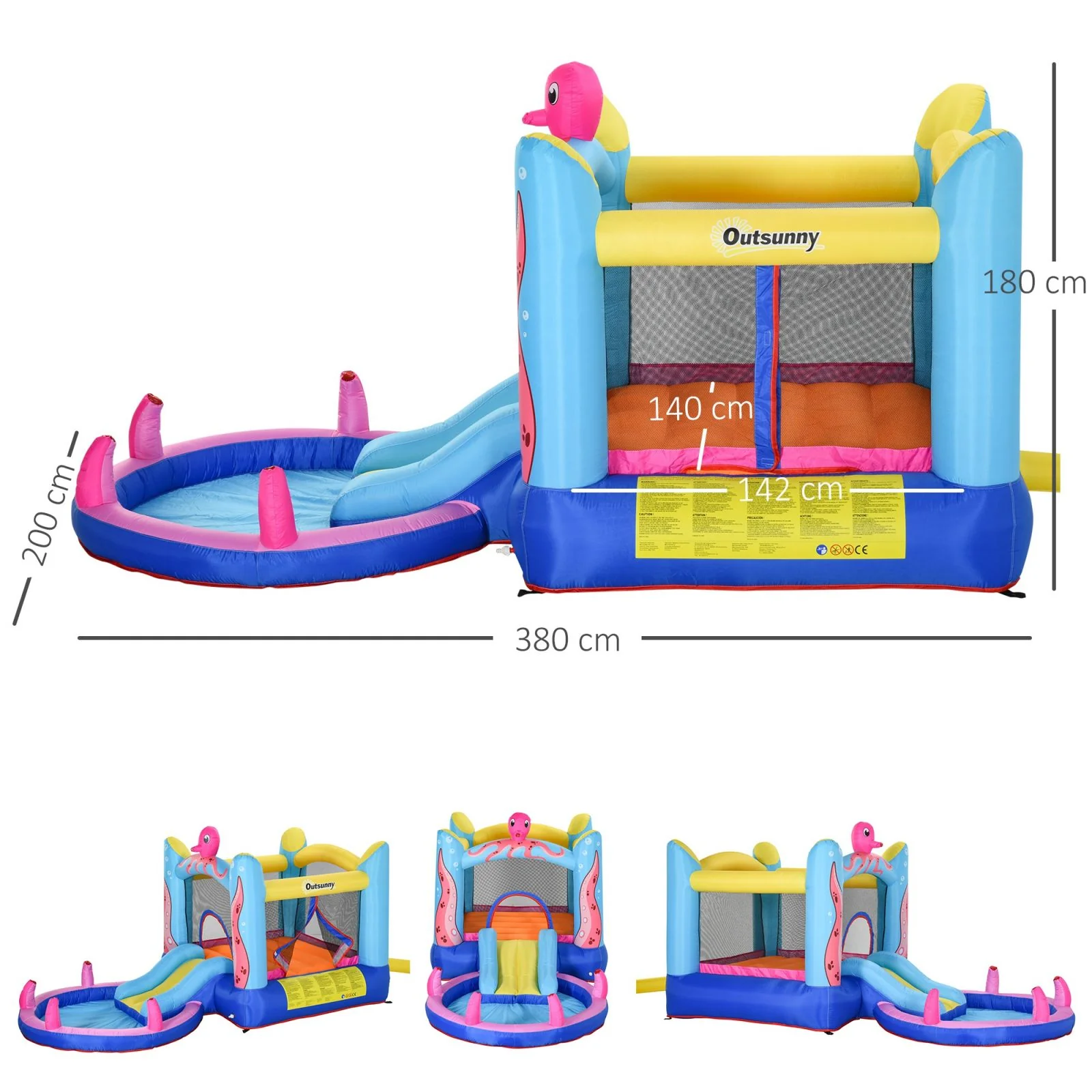 Easycomfort Castello Gonfiabile Gigante e Rimbalzante per Bambini 3-8 Anni con Scivolo, Piscina e Gonfiatore 3.6x1.75x1.8m