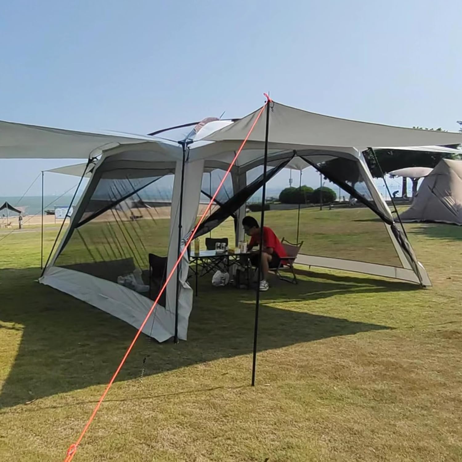 Maschen| Tragbarer UV-beständiger Schirm Mit Netz | Netz für den Außeneinsatz,Für Familienausflug Picknick Im Garten Wandern Roadtrips Und Reisen