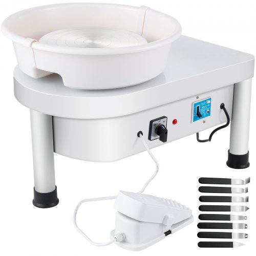 VEVOR Ceramic Wheel Machine 350W Electric Pottery 25cm Keramik Radmaschine 220V Radmaschine DIY mit Sculpting Set Elektrische Töpferscheibe Maschine mit Fußpedale und Waschbecken