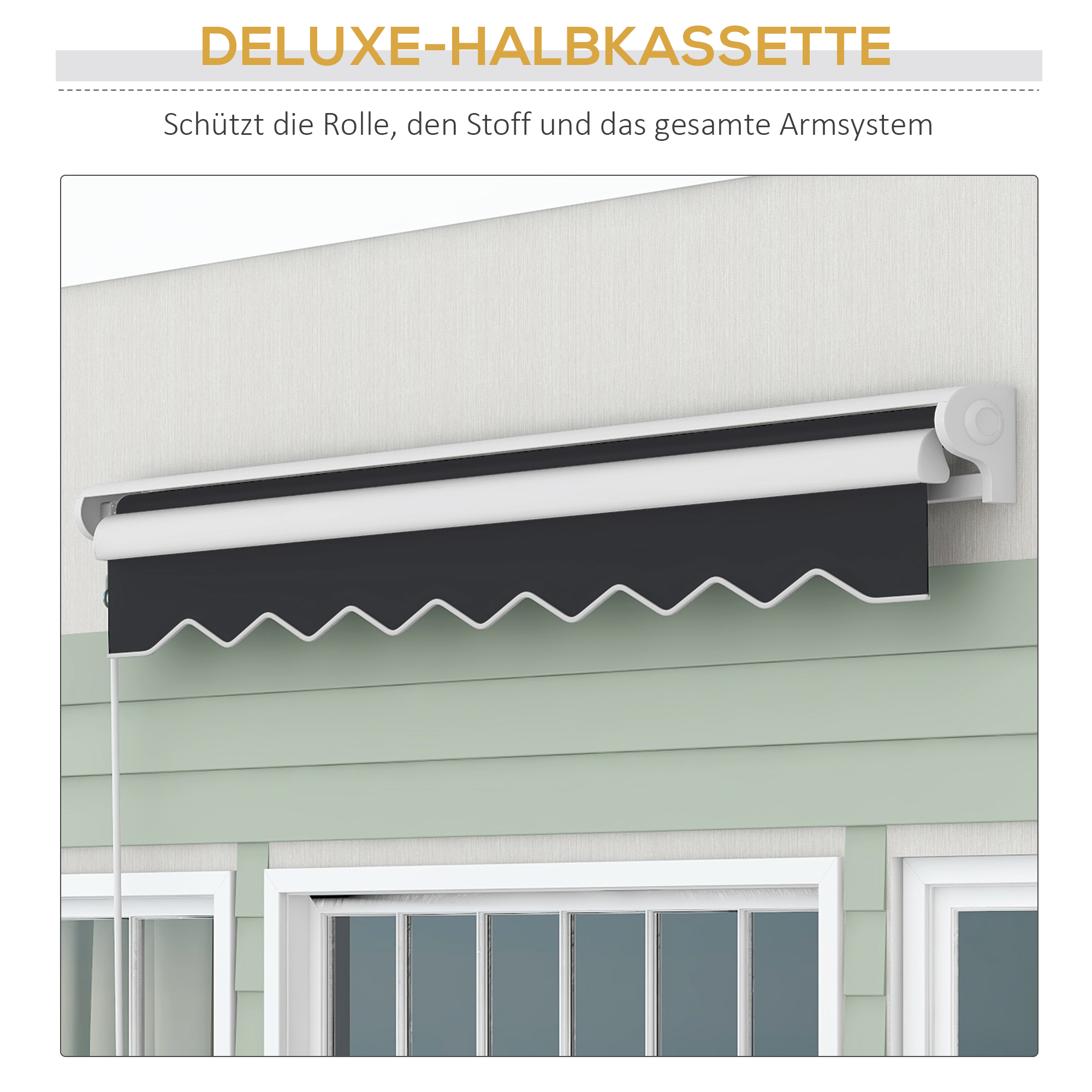 Outsunny Aluminium Markies, Uitschuifbare Markies 2.5x2m, Elektrisch Met Afstandsbediening, Aluminium Frame, Grijs