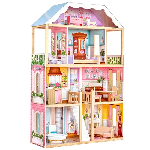 KidKraft Casa delle Bambole in Legno Charlotte con Accessori e Mobili inclusi, Casa a 4 Livelli di Gioco con Balcone per Bambole 30cm, Giocattolo per Bambini 3  Anni, 65956 : Amazon.it: Giochi e giocattoli