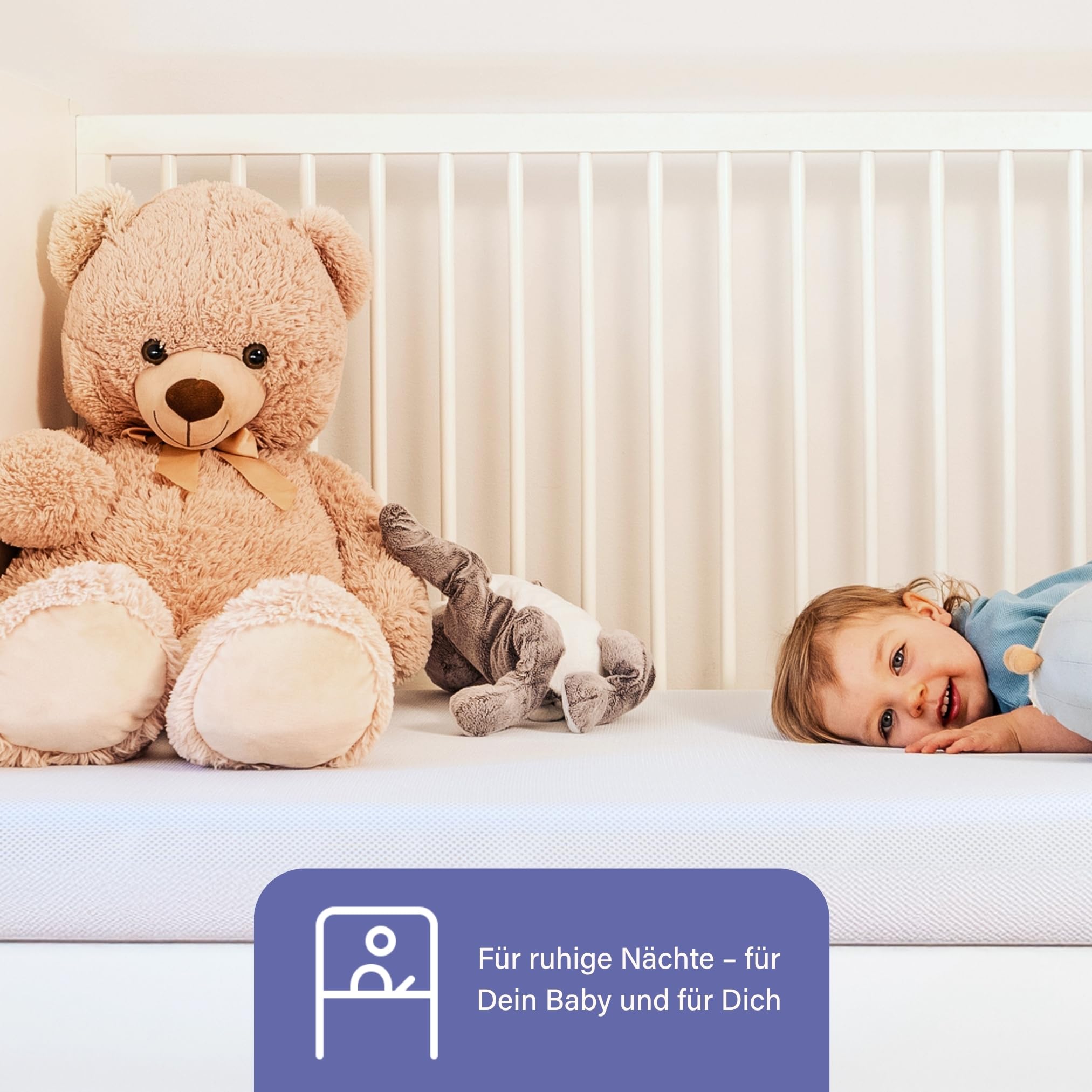 Kindermatratze 70x140 cm für Babybett und Kinderbett, extra hart, atmungsaktiv, abnehmbarer waschbarer Bezug, OEKO-TEX zertifiziert