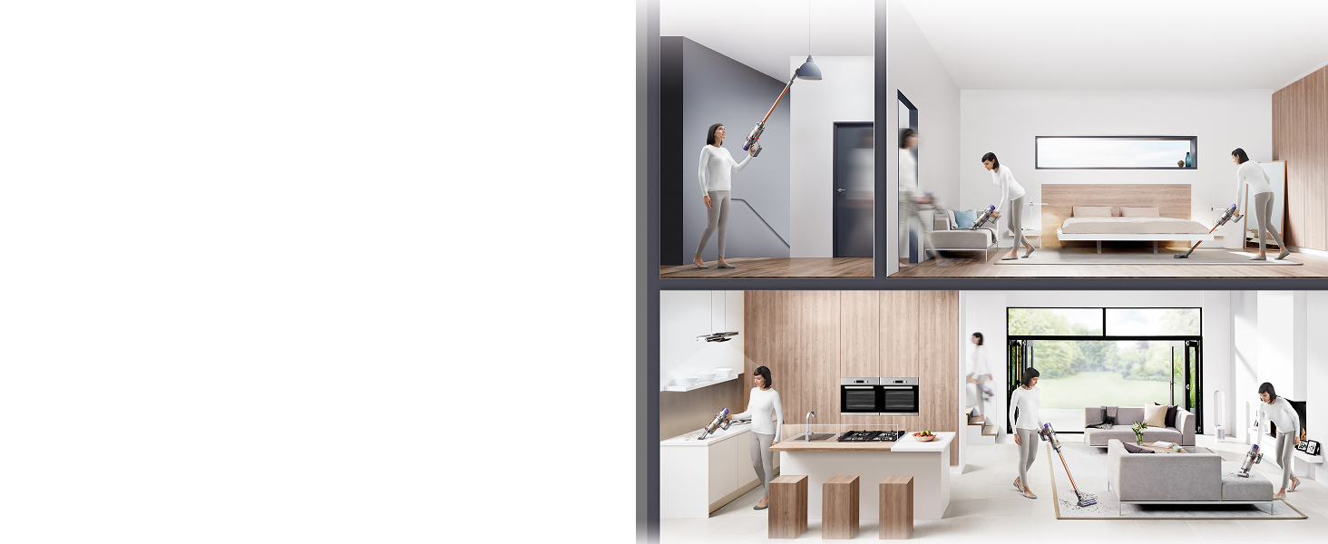Aspirapolvere Dyson Cyclone V10 Absolute che pulisce tutta la casa.
