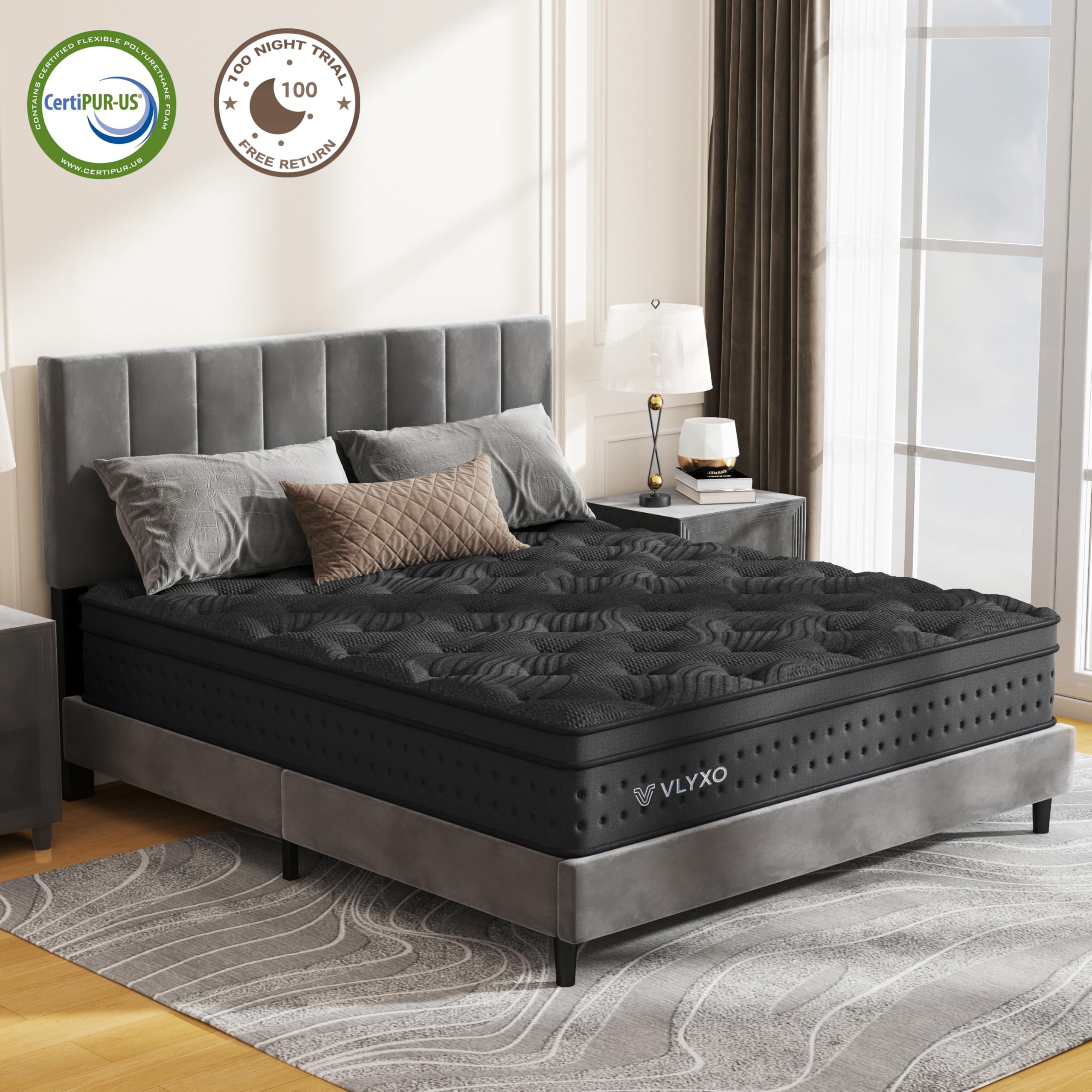 Matratze 160x200 cm, 7-Zonen-Taschenfederkern H3 mit Gel-Memory-Schaum und atmungsaktivem Strickbezug