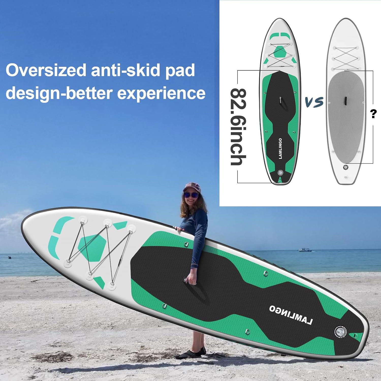 Rolimate Tavola da SUP 320×82×16cm SUP Gonfiabile, capacità di Carico di 200kg, Stand Up Paddle Board, ISUP Tavola da Surf con Pompa ad Aria, Pagaia Regolabile, Linea Sicurezza