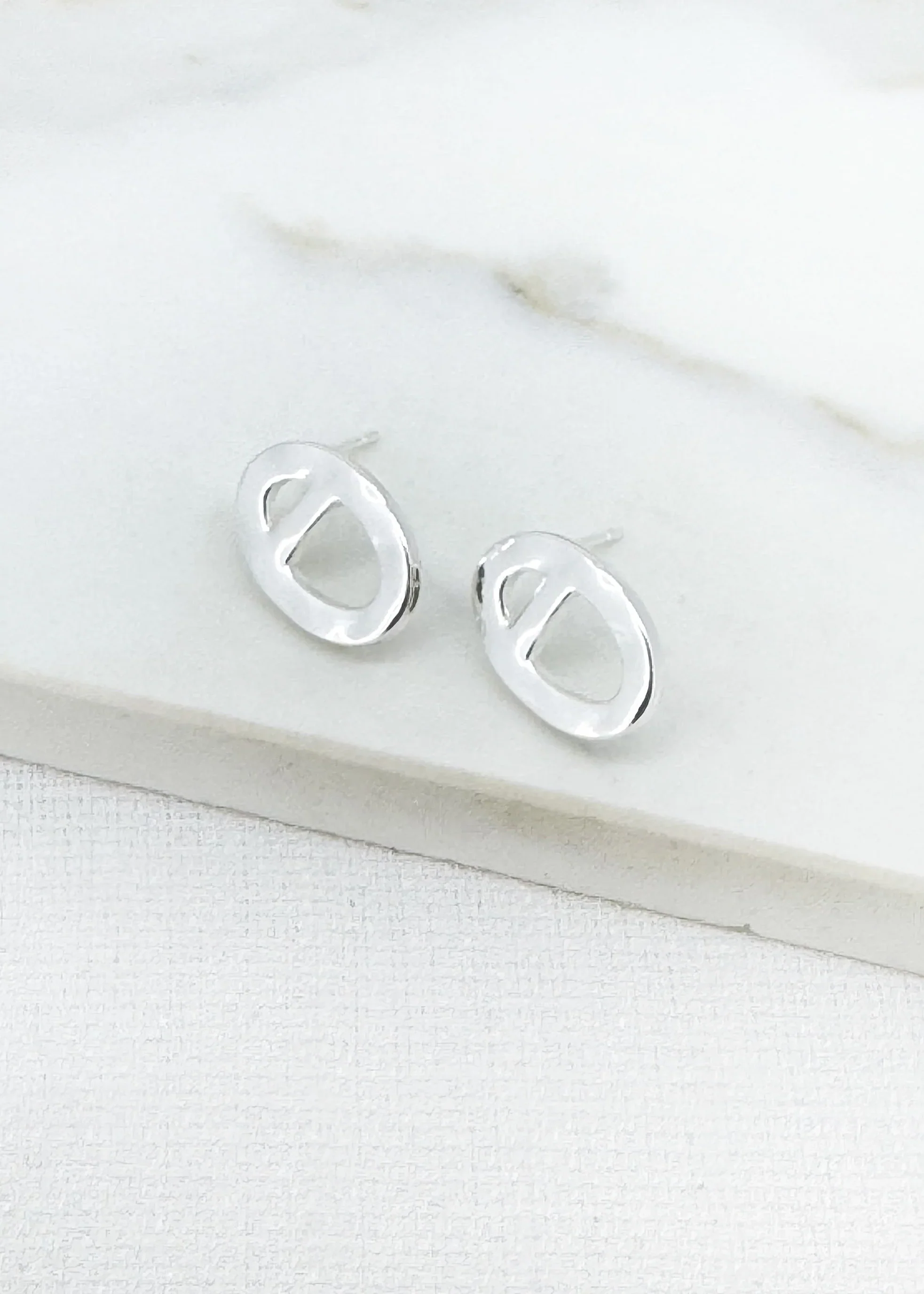 Envy Silver Oval Earrings