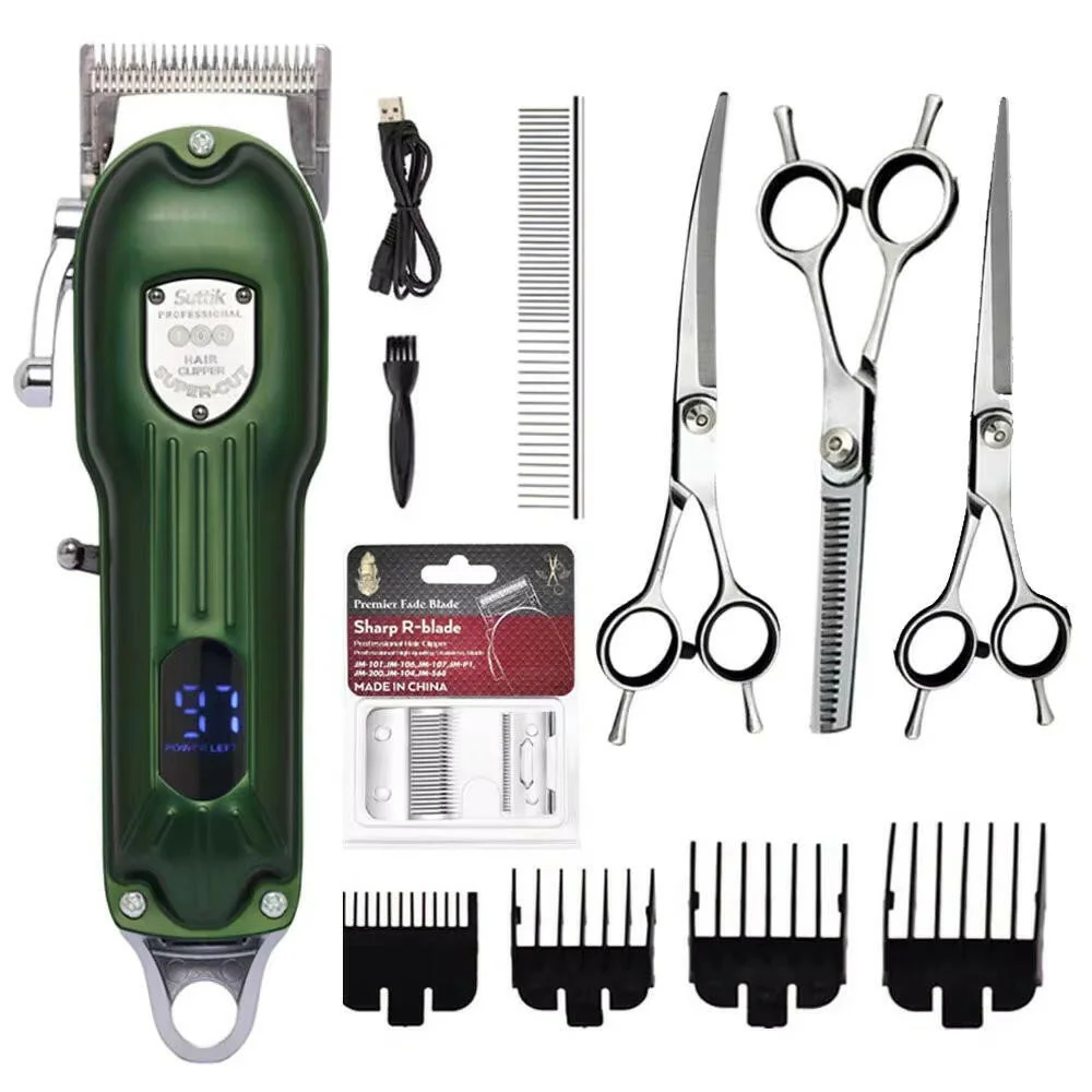 Dog Grooming Kit �C 7000 RPM Cordless Clipper with All-Metal Body & 4 Guide Combs