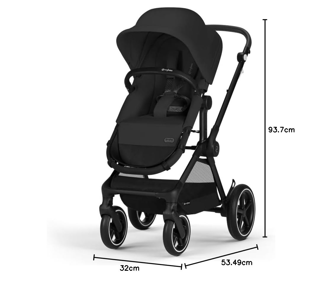 CYBEX Gold Kinderwagen EOS Lux 2-in-1, Reisesystem, Ab Geburt bis 22 kg (ca. 4 Jahre), Moon Black