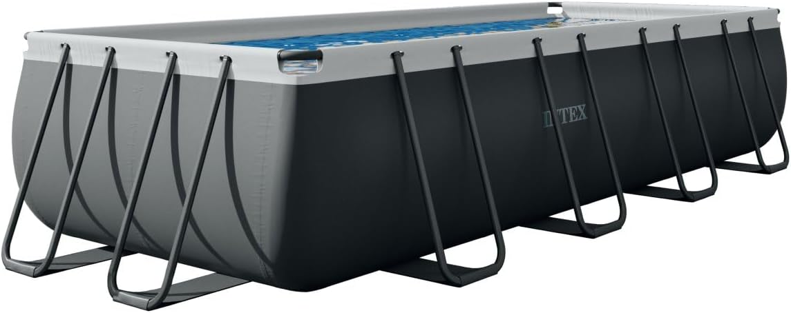 Intex 26356NP – Piscina Fuori Terra Ultra XTR Frame Rettangolare, Pompa Filtro 5700 L/h, Scaletta, Telo Base e Copertura, 17203 L, Acciaio e PVC, Grigio, 549x274x132 cm