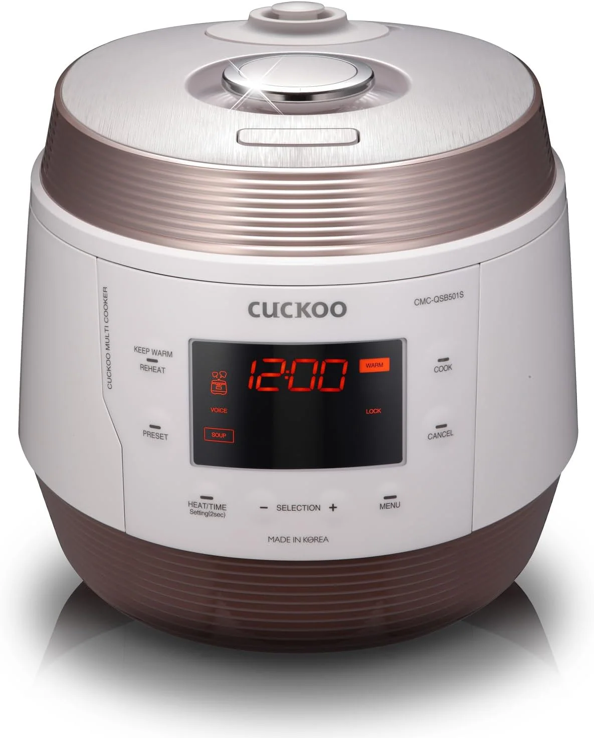 CUCKOO CMC-QSB501S ICOOK Q5 Premium Dampfdruck Multikocher 4750ml, 8in1 Multifunktionsgerät, Edelstahl-Innentopf mit Antihaft-Beschichtung
