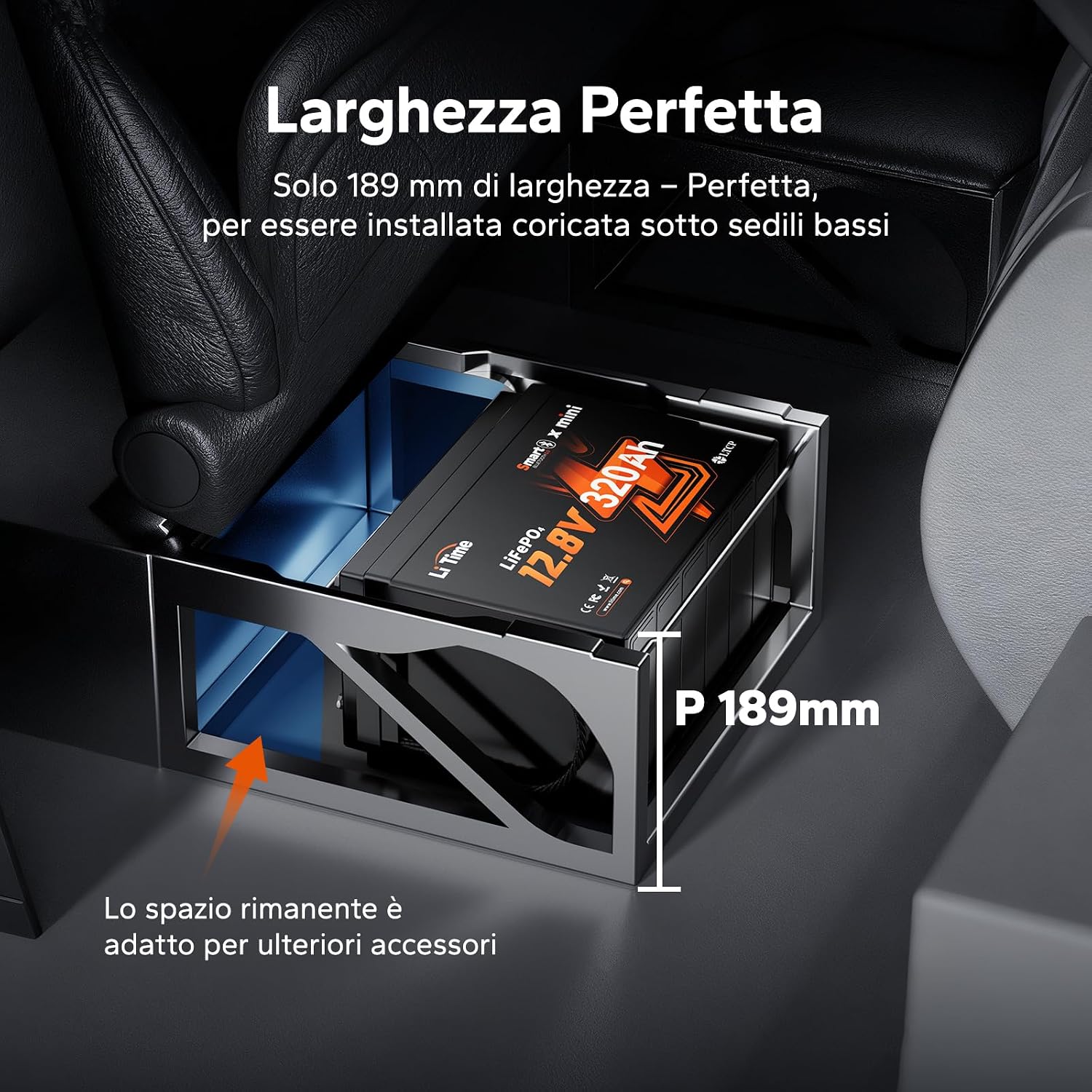LiTime Batteria al Litio LiFePO4 12V 320Ah con Bluetooth per Camper, 4000-15000 Cicli Profondi, Energia 4096Wh, Perfetta per RV, Furgone Camperizzato, Impianti Solari, Barche, Motori Trolling