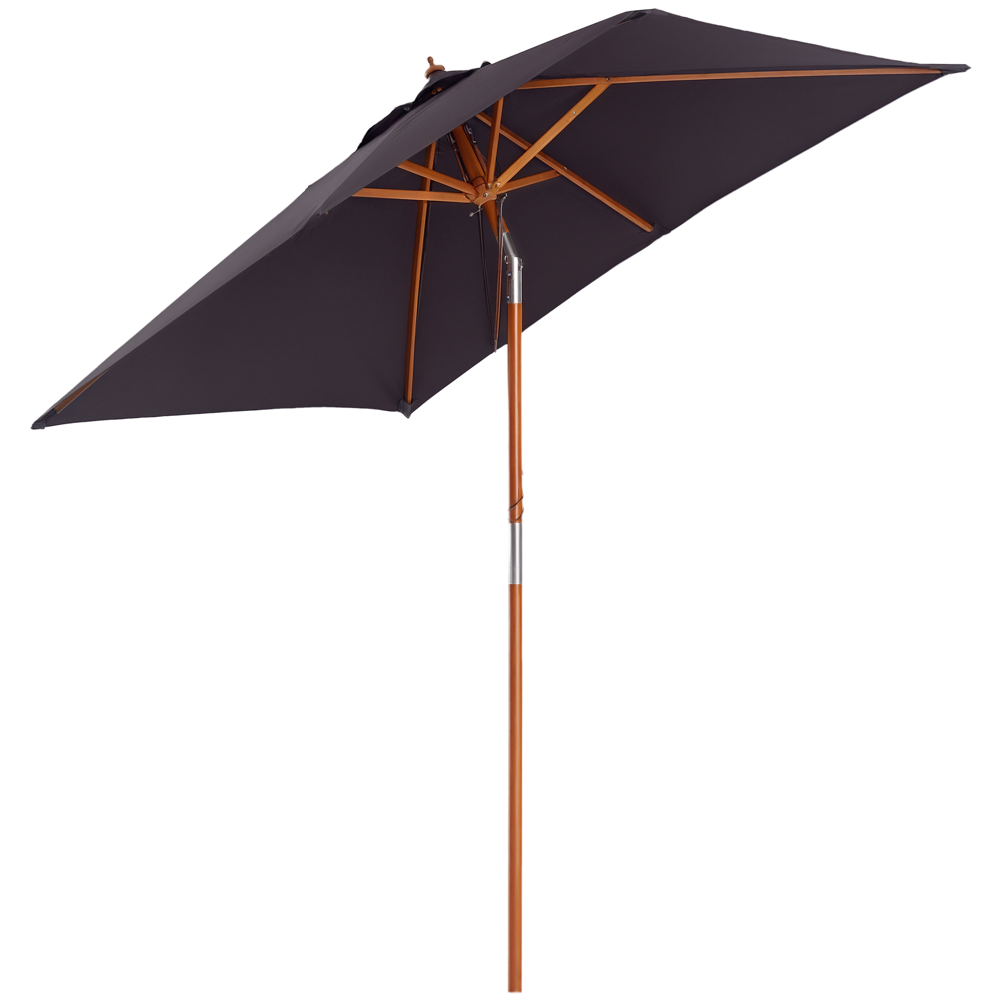 Outsunny Sonnenschirm 200 x 150 x 235 cm Knickbarer Gartenschirm 3-stufig einstellbar rechteckig Strandschirm wasserabweisend und UV-beständig für Strand Balkon Terrasse Garten Dunkelgrau
