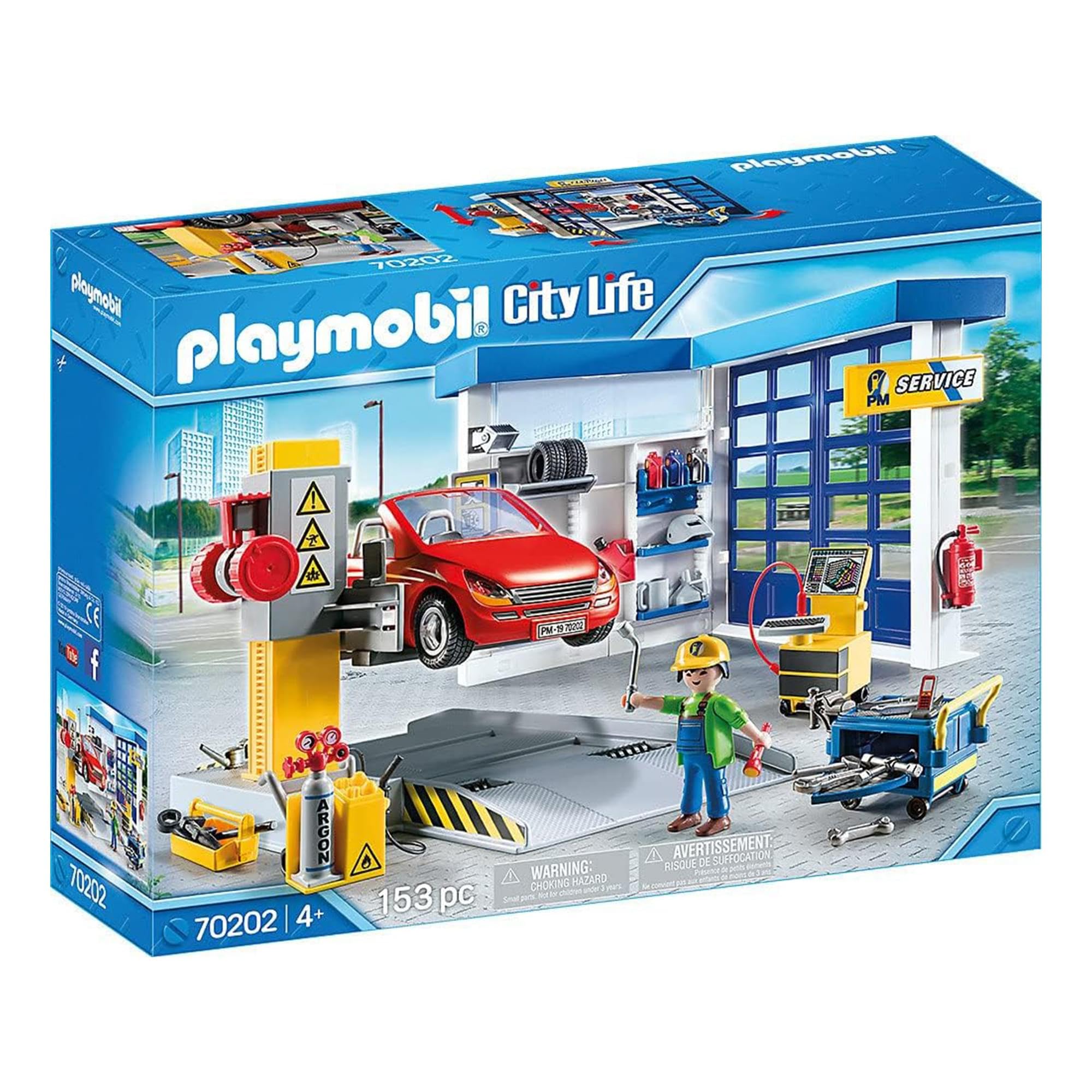 PLAYMOBIL City Life 70202 Autowerkstatt Spielset ab 4 Jahren mit 153 Teilen für kreatives Rollenspiel