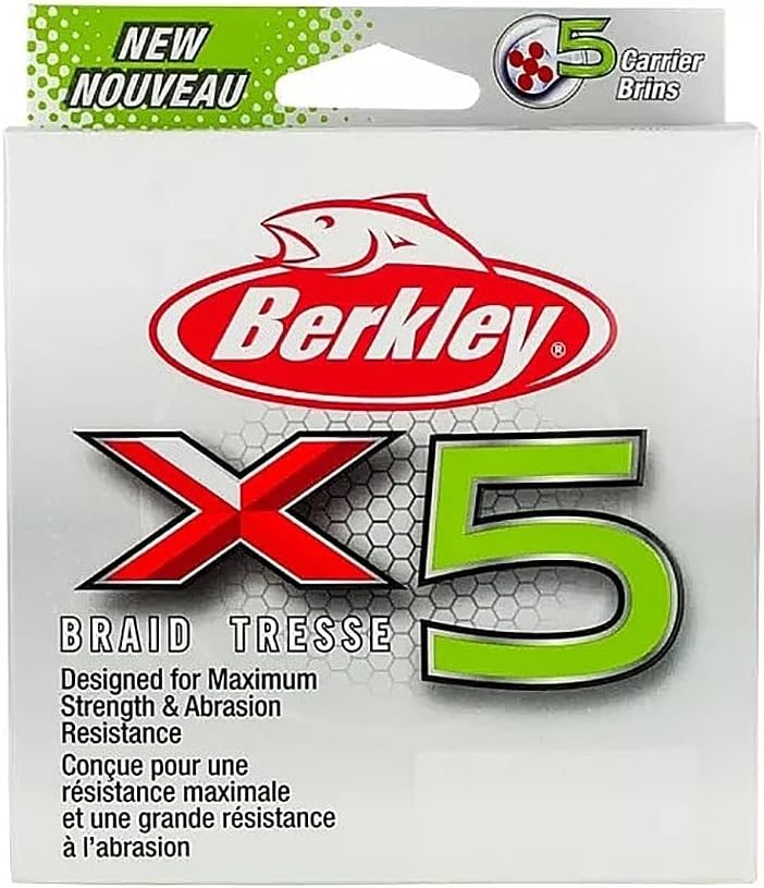 Berkley X5 geflochtene Angelschnur – Starke 5-fache geflochtene Schnur zum Salz- und Süßwasserangeln