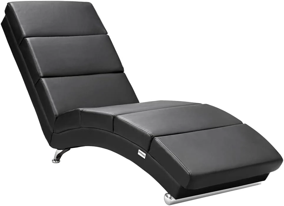 CASARIA Relaxliege XXL London 186x89x55cm Ergonomisch Kunstleder Gepolstert 180kg Belastbarkeit Wohnzimmer Büro Innen Chaiselongue Relaxsessel Schwarz