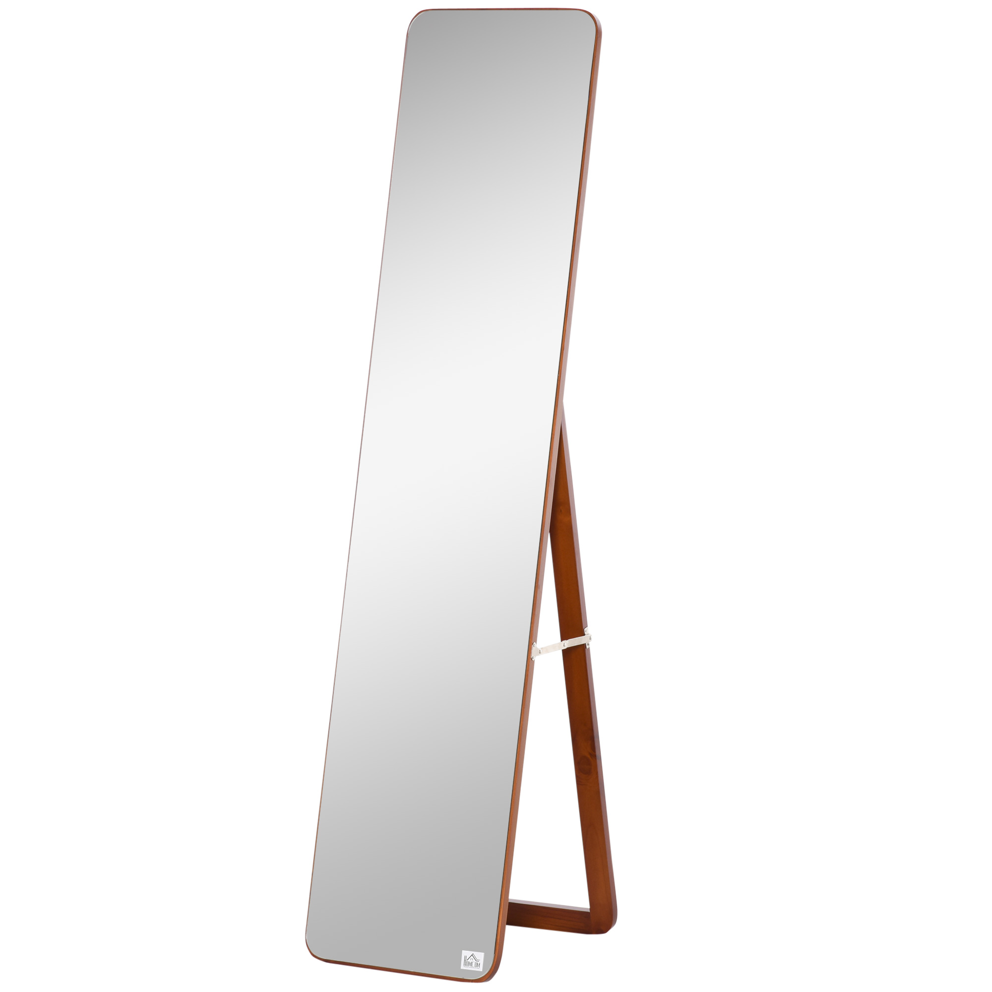 HOMCOM Rechteckiger Freistehender und Wandmontierbarer Spiegel dim. 37B x 43T x 156H cm MDF Hellbrauner Nussbaum-Look