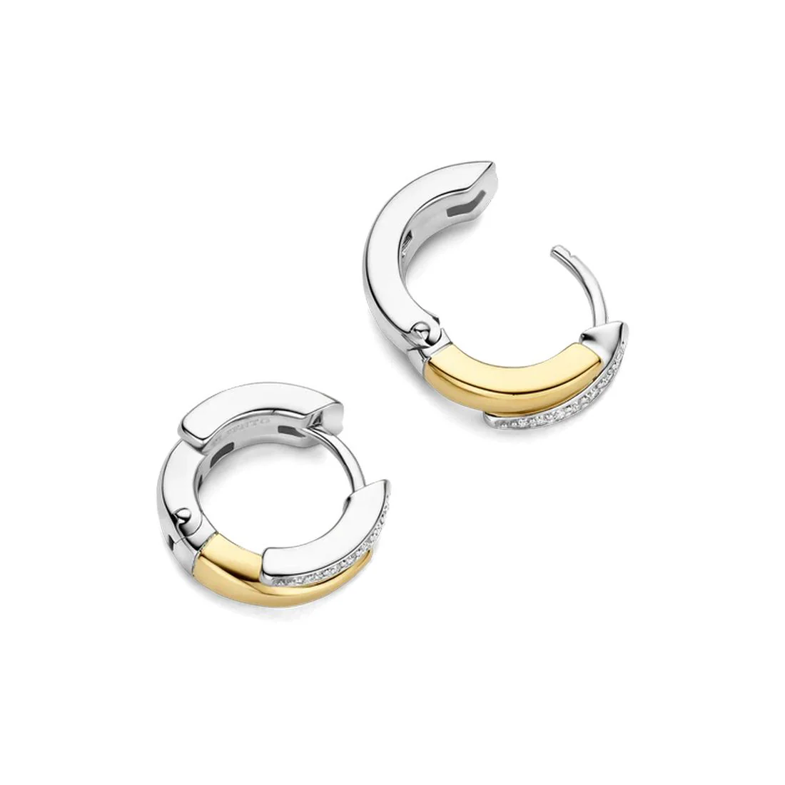 Orecchini Ti Sento Milano a cerchio in argento bicolore con pietre 78052ZY