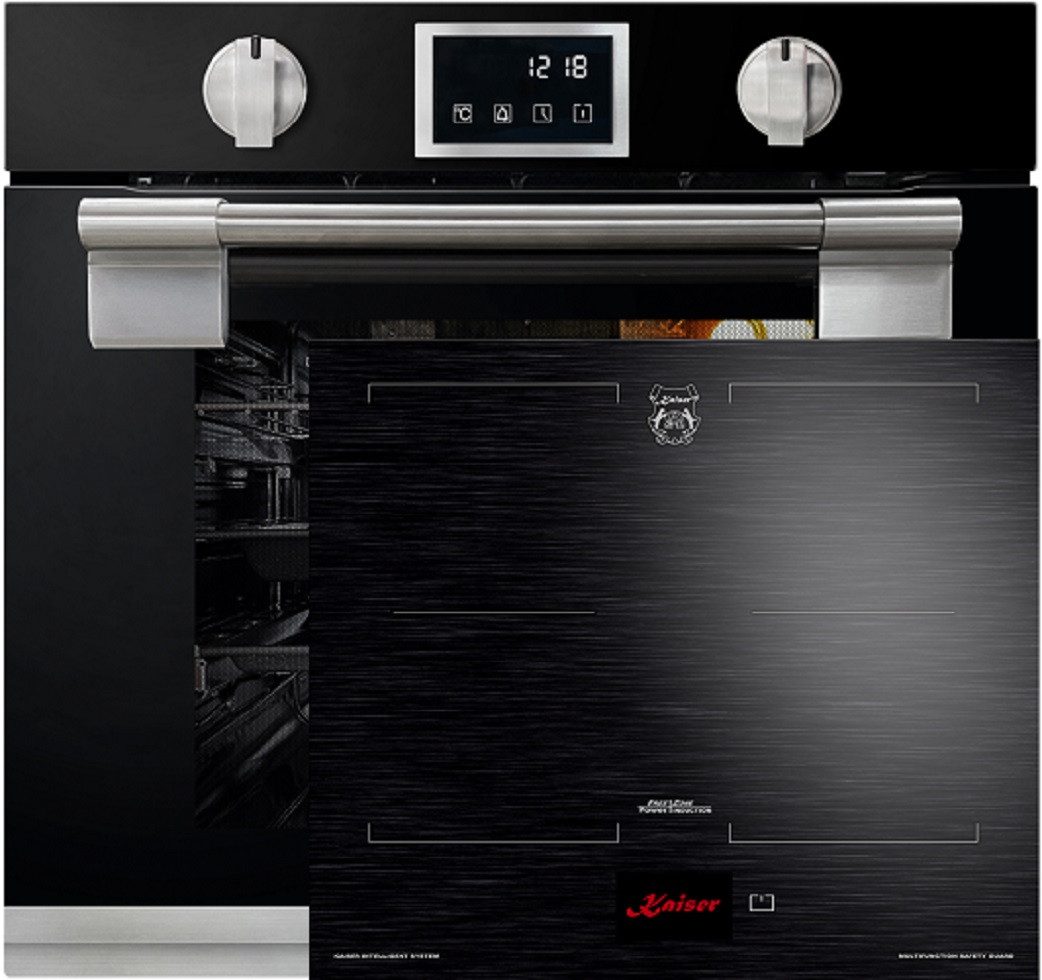 Backofen-Set Herd Set Autark Einbau Backofen 79L Pyrolyse SOFTCLOSE-System 11 Fkt. Temperatursonde mit Induktionskochfeld 60 cm FREE ZONE mit 2 FLEX Induktions-Zonen TFT Display EH 6338 S+KCT 6140 FI..