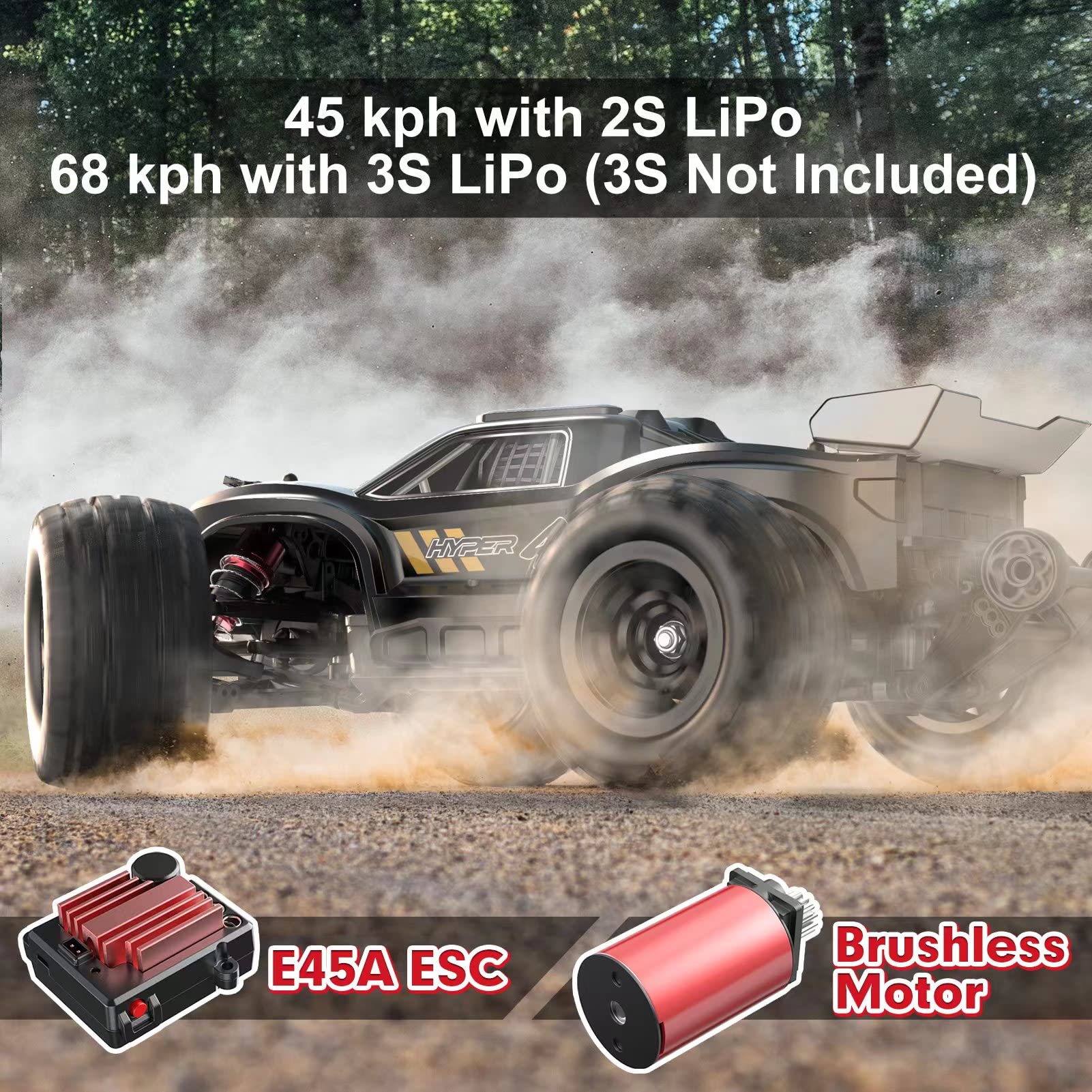 HYPER GO H16BM 1/16 RTR Brushless Fast RC Cars, Max 42mph