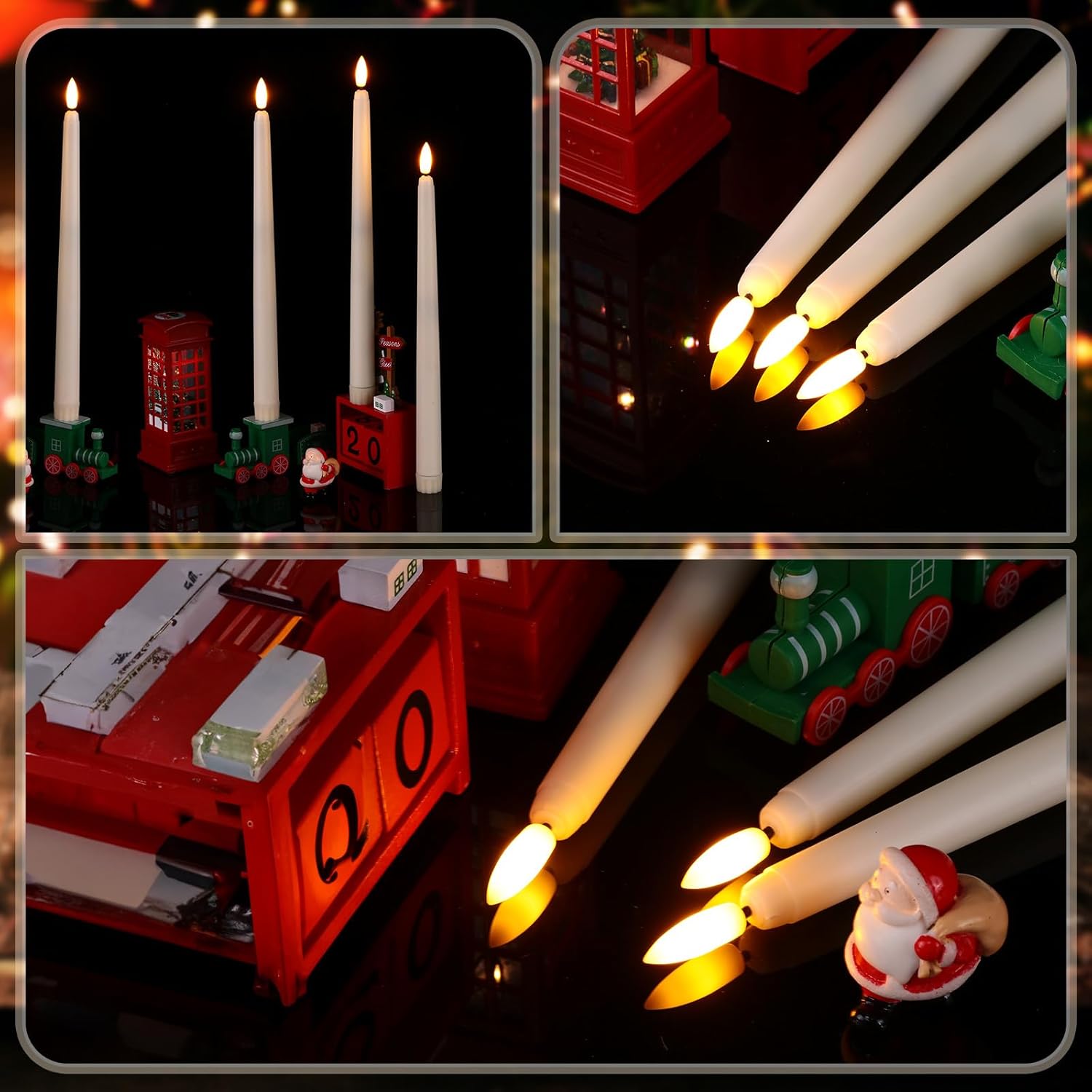 48 Stück Flammenlose Kegelkerzen mit 4 Fernbedienungen, batteriebetrieben, flammenlose flackernde konische Kerzen, 3D-Dochte, flammenlose Kunstwachs-LED-Leuchten für Hochzeit, Weihnachten, Party,