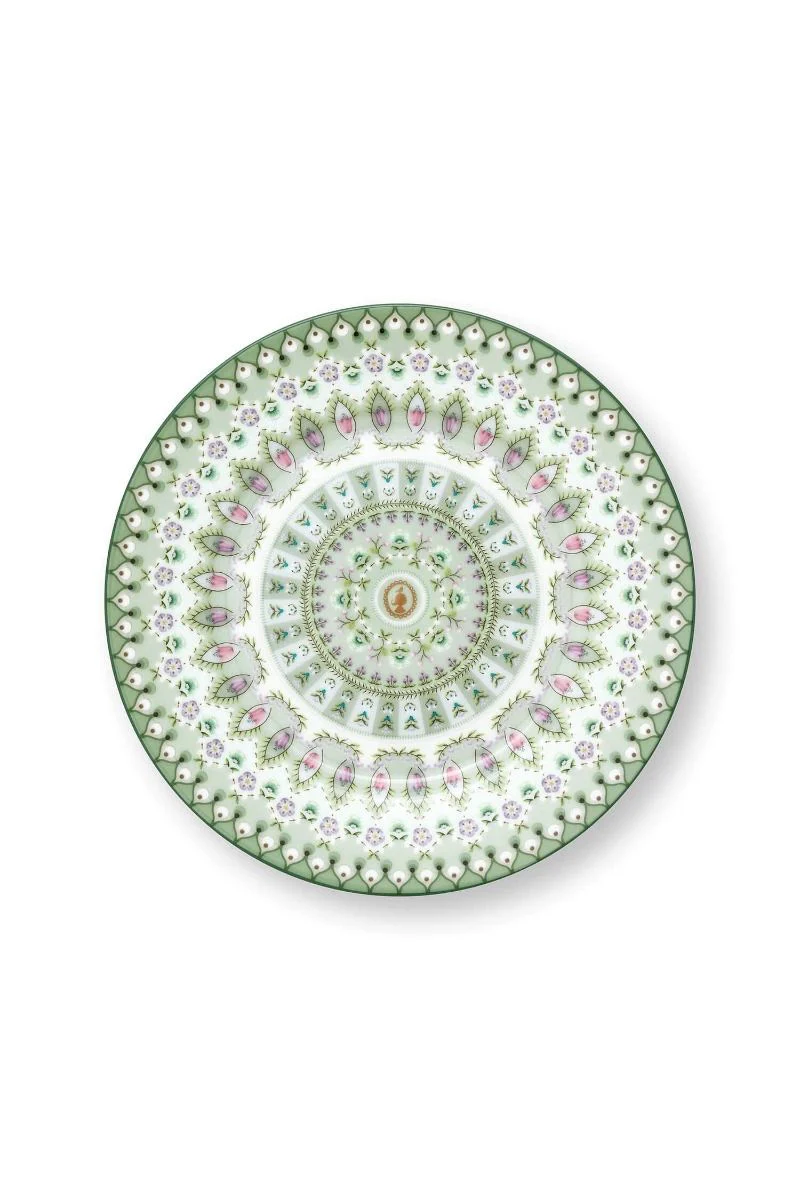 Lily & Lotus Light Green Pastry Plate �C Floral Pastel Pattern | Dishwasher Safe