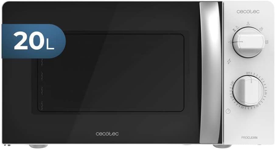 Cecotec Forno a Microonde con Grill ProClean 2110 da 20 Litri, 700W, con 6 livelli di potenza, funzione grill, tecnologia 3DWave, modalità scongelamento, timer fino a 30 minuti