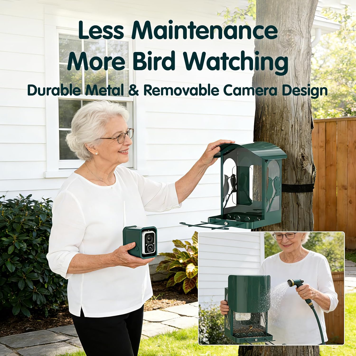 Bird Feeder with Camera  4K Ultra HD Video with 30fps Live View  10x Slow Motion  No Subscription  Solar Powered AI Smart Bird Feeder with Camera  2.4G/5G Wi-Fi  Durable Metal Bird Lover Gift