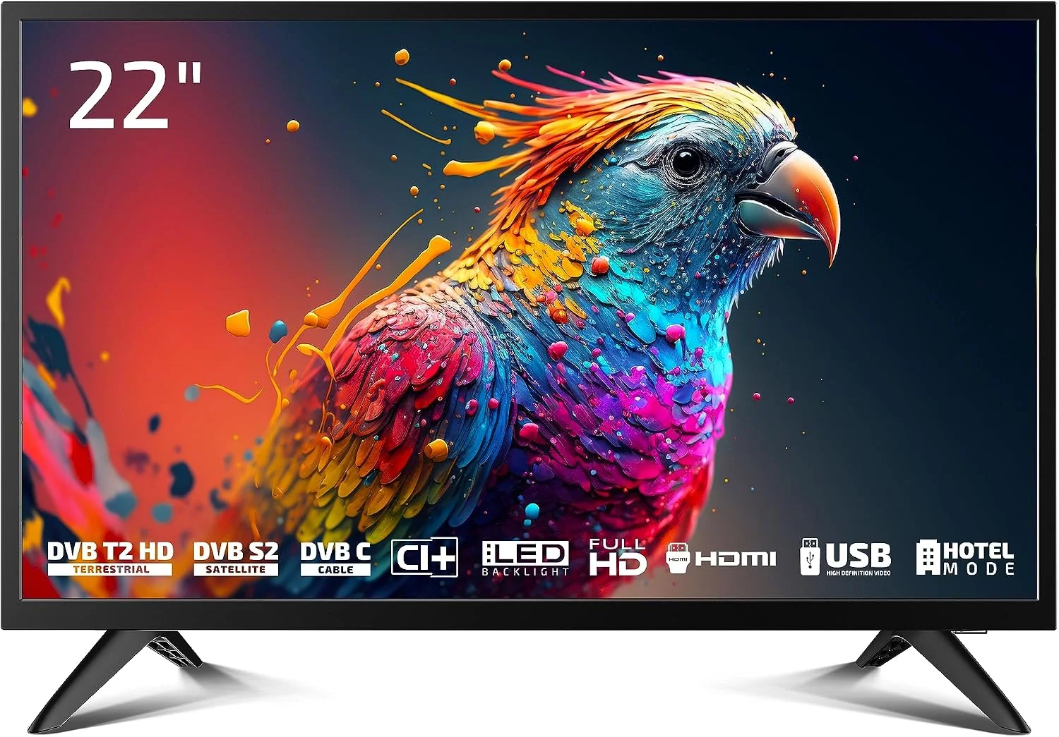 DYON Enter 22 Pro X2, 55 cm (22 Zoll) Full-HD Fernseher (Triple Tuner (DVB-C/-S2/-T2), Hotelmodus, USB-Media Player)